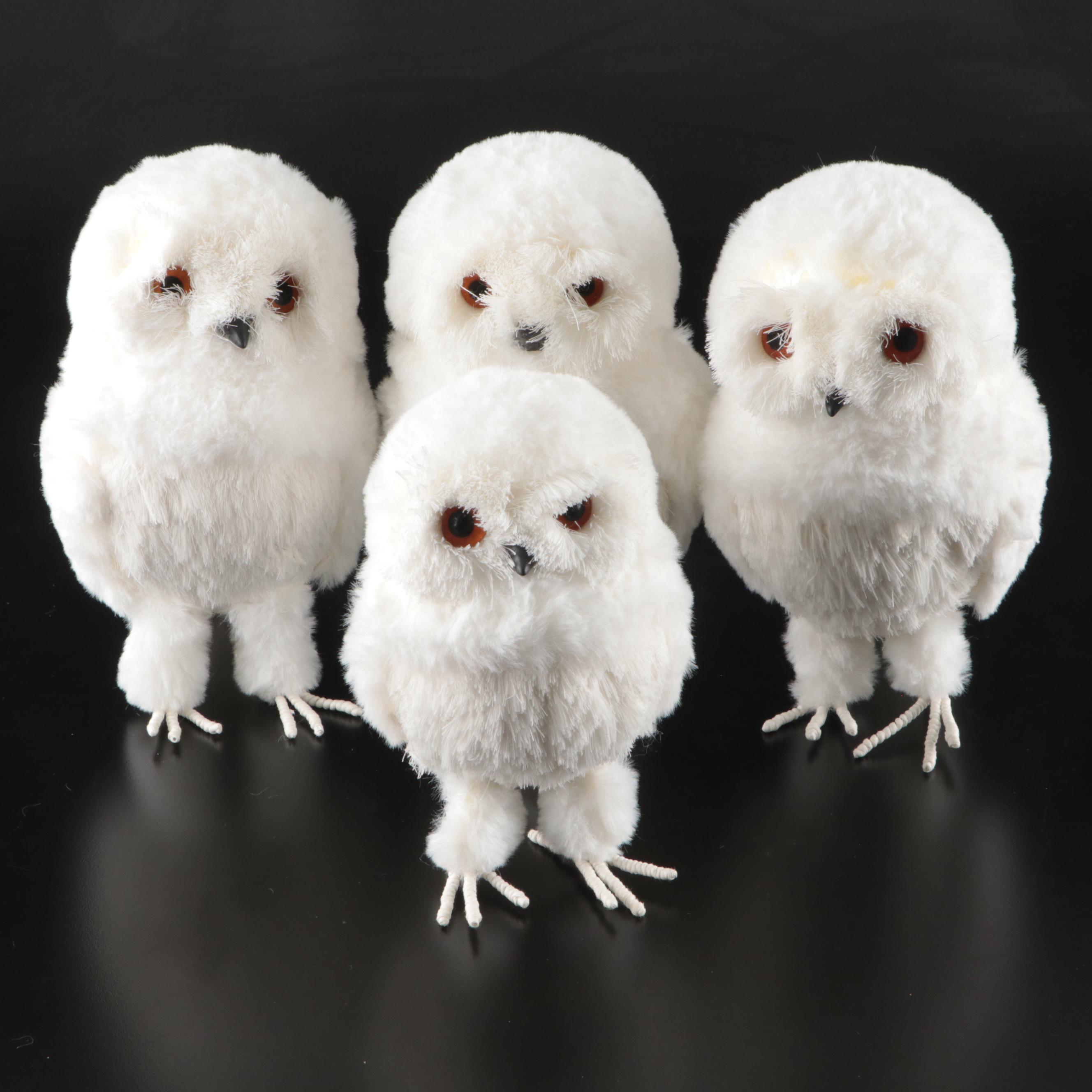 Faux Fur Snowy Owl Figurines