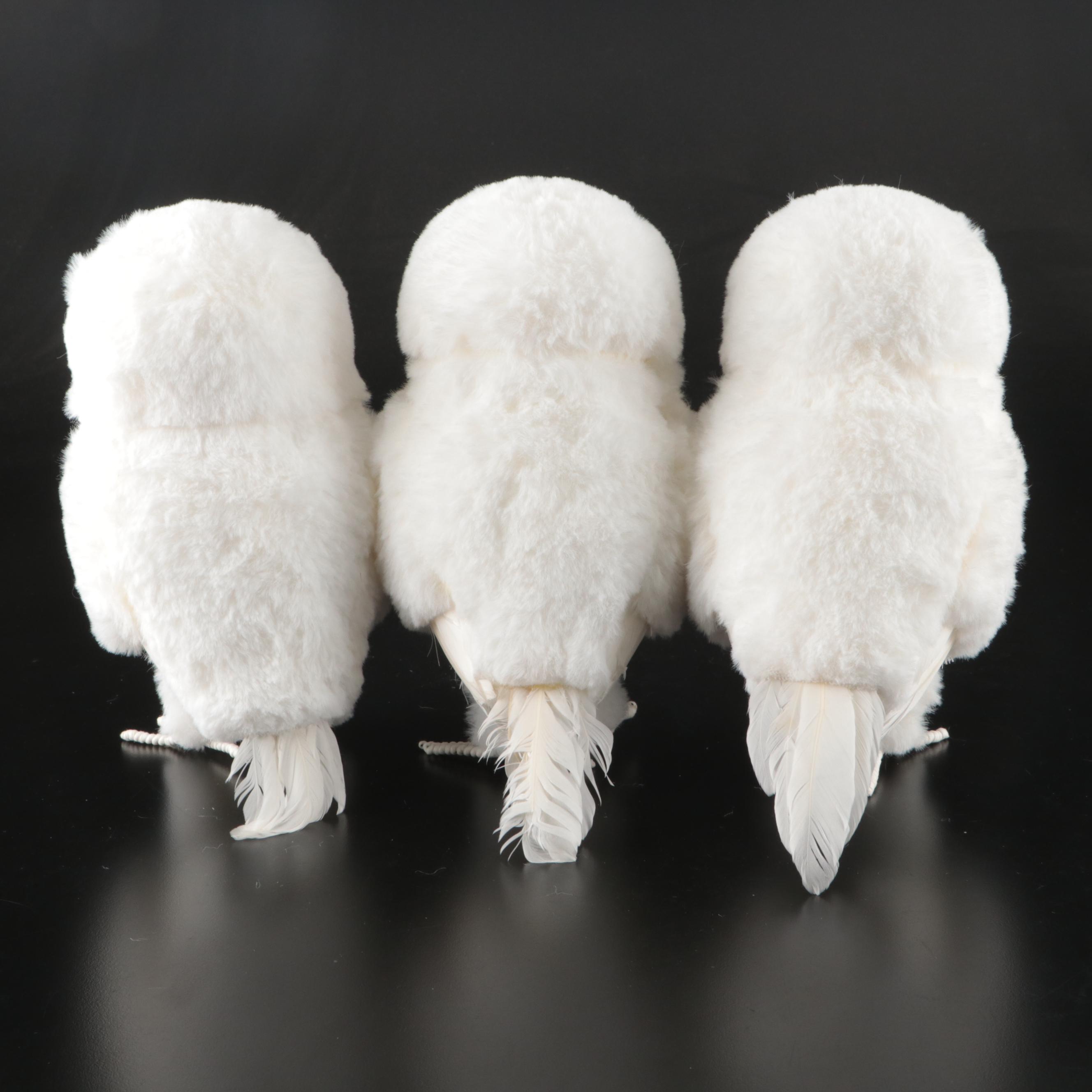 Faux Fur Snowy Owl Figurines