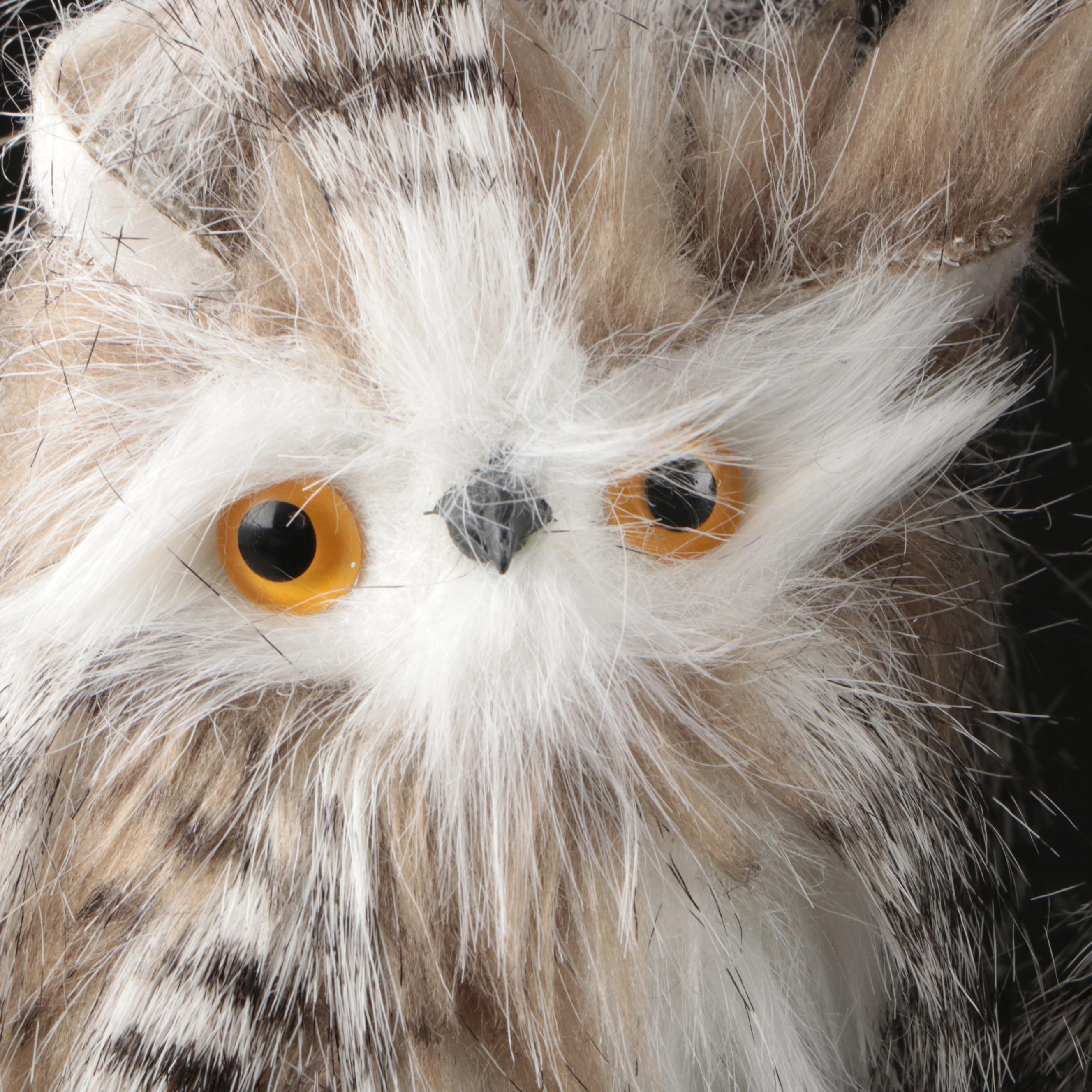 Faux Fur Snowy Owl Figurines