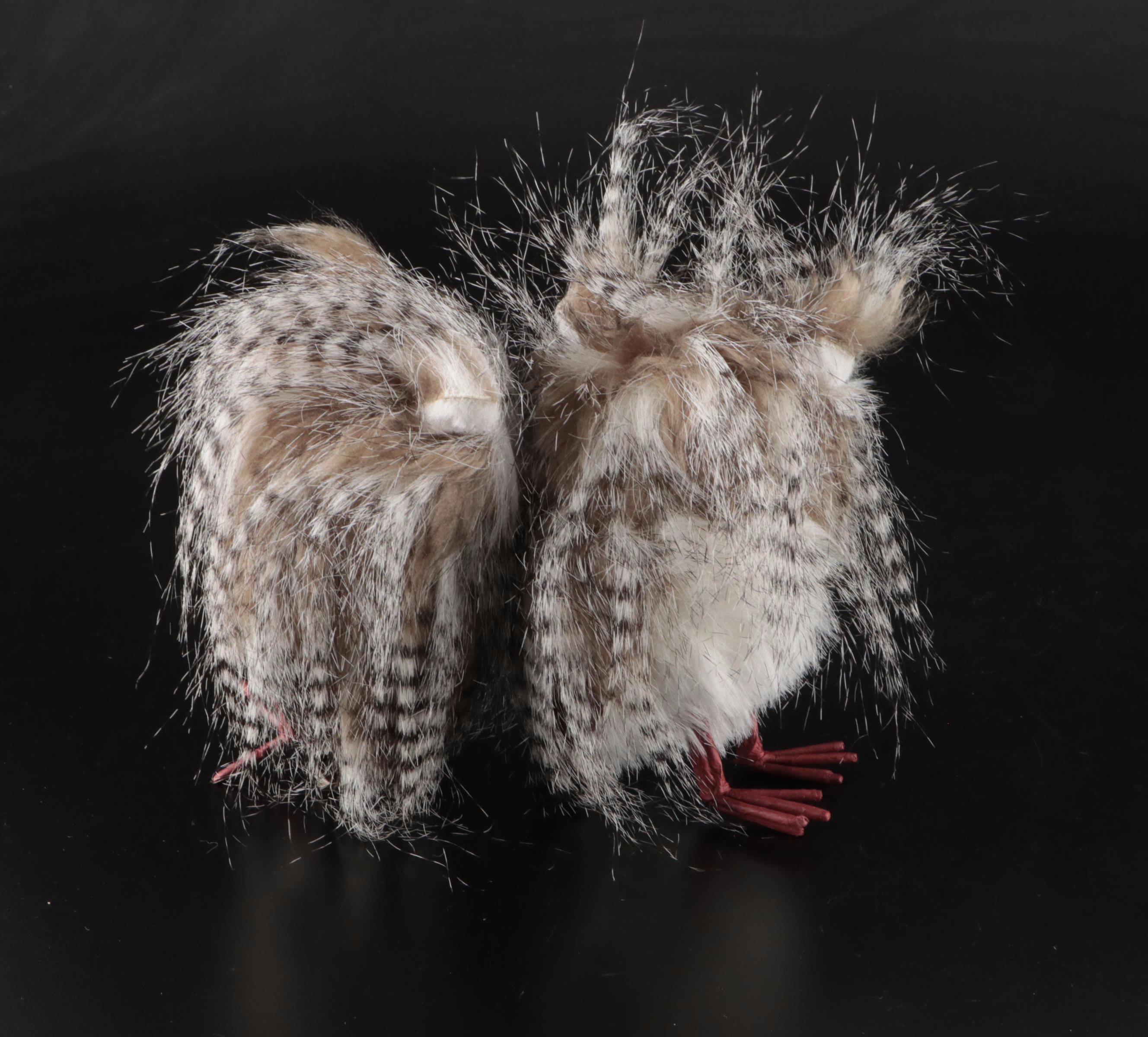 Faux Fur Snowy Owl Figurines