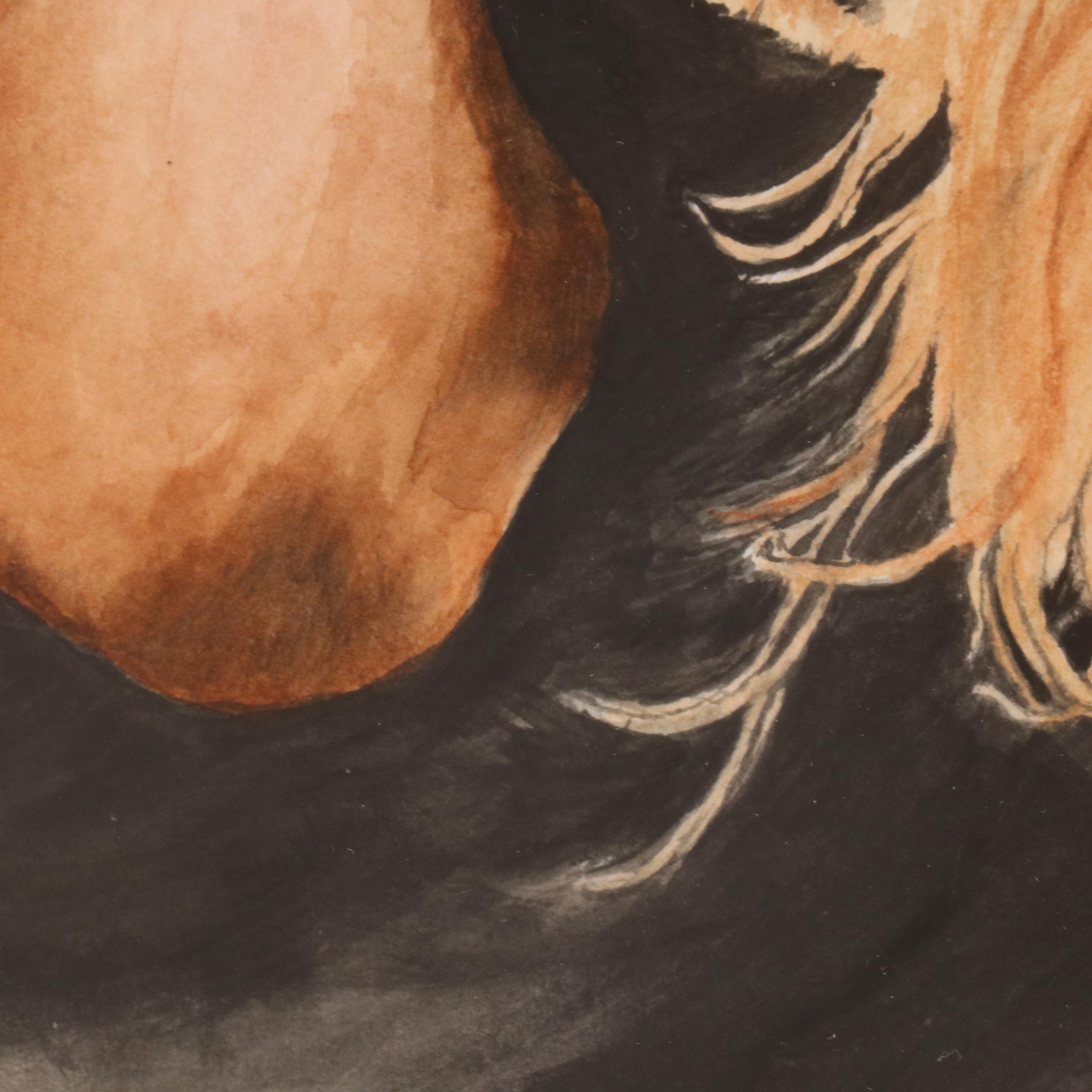 Laura E. Jones Watercolor Portrait of a Dog, Circa 2010