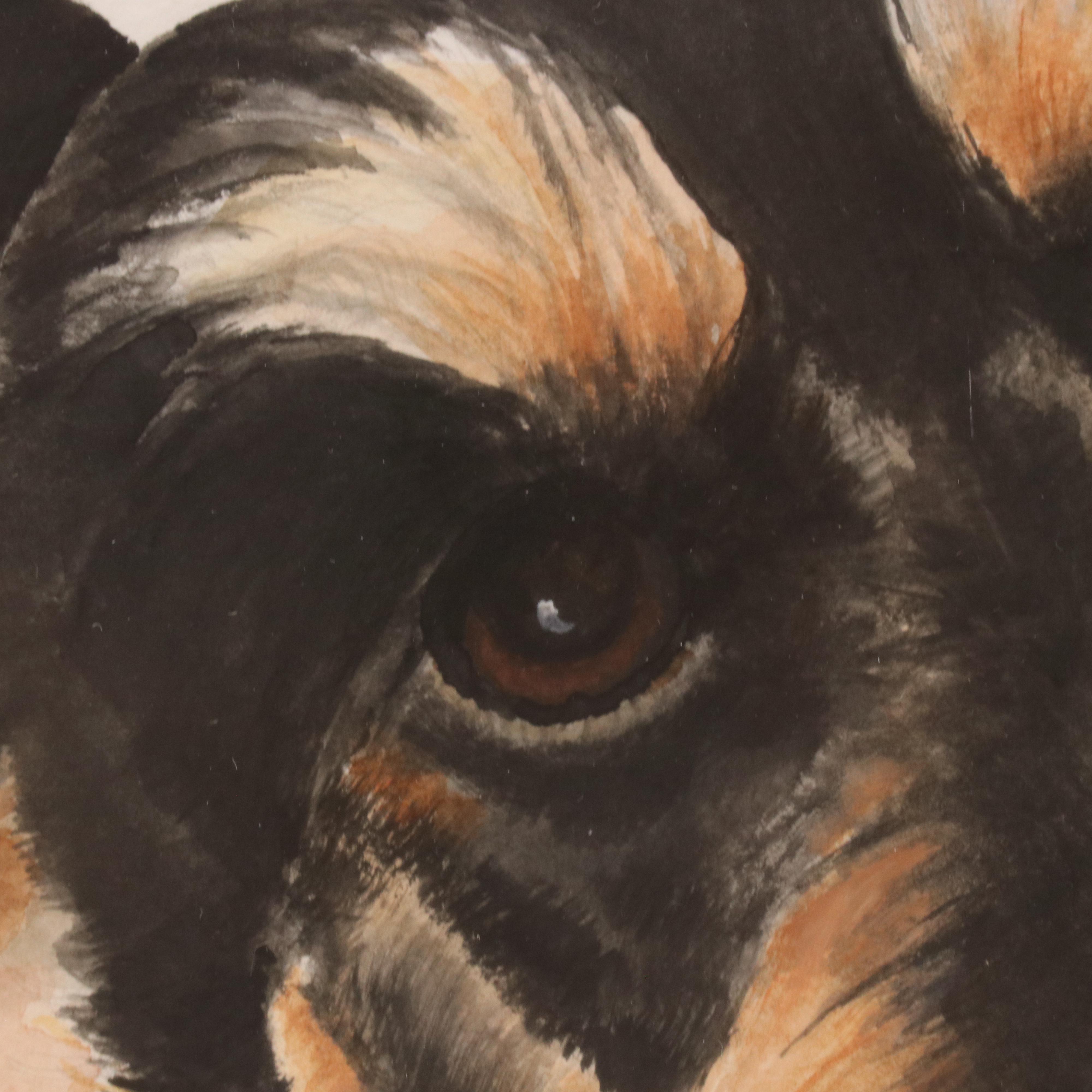 Laura E. Jones Watercolor Portrait of a Dog, Circa 2010