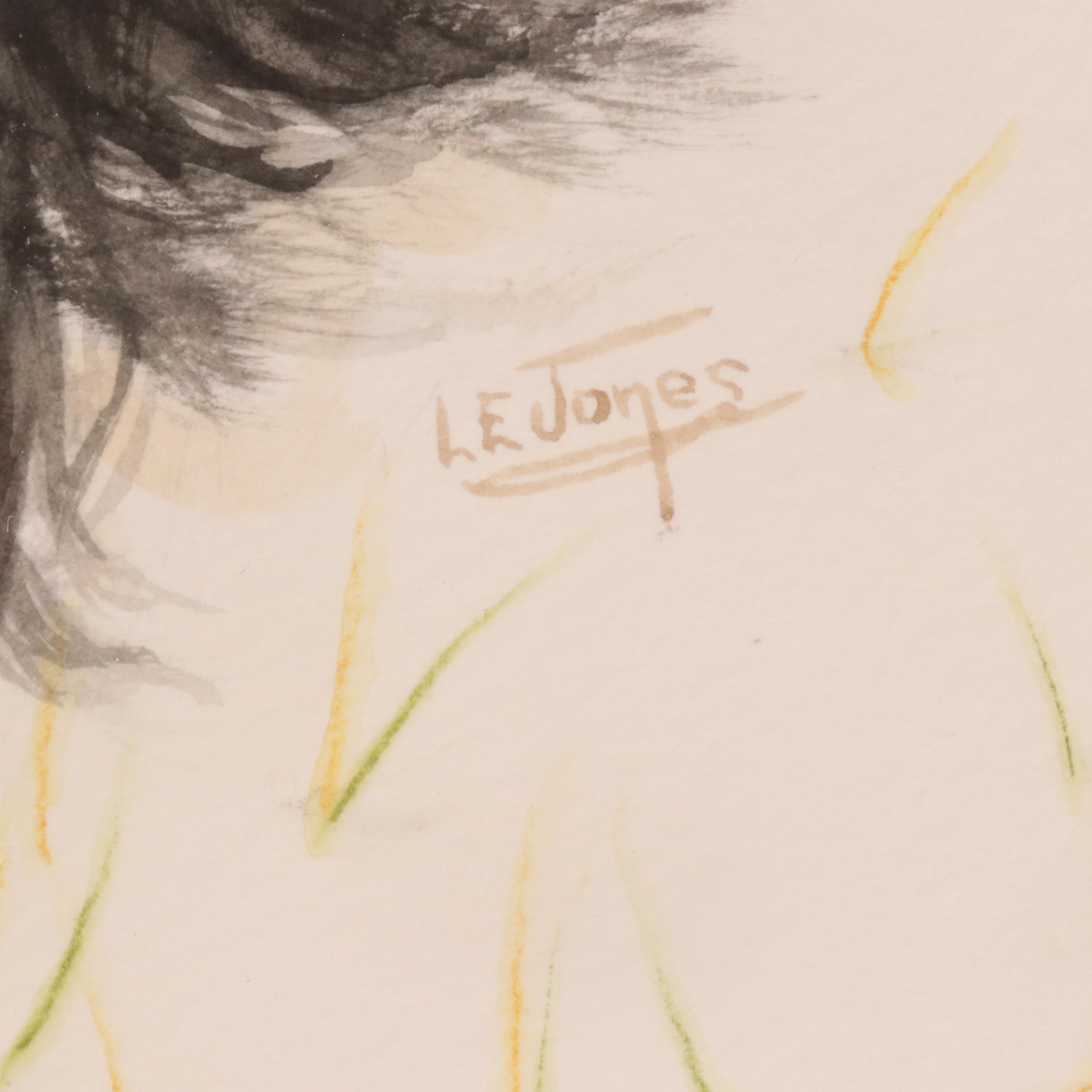 Laura E. Jones Watercolor Portrait of a Dog, Circa 2010