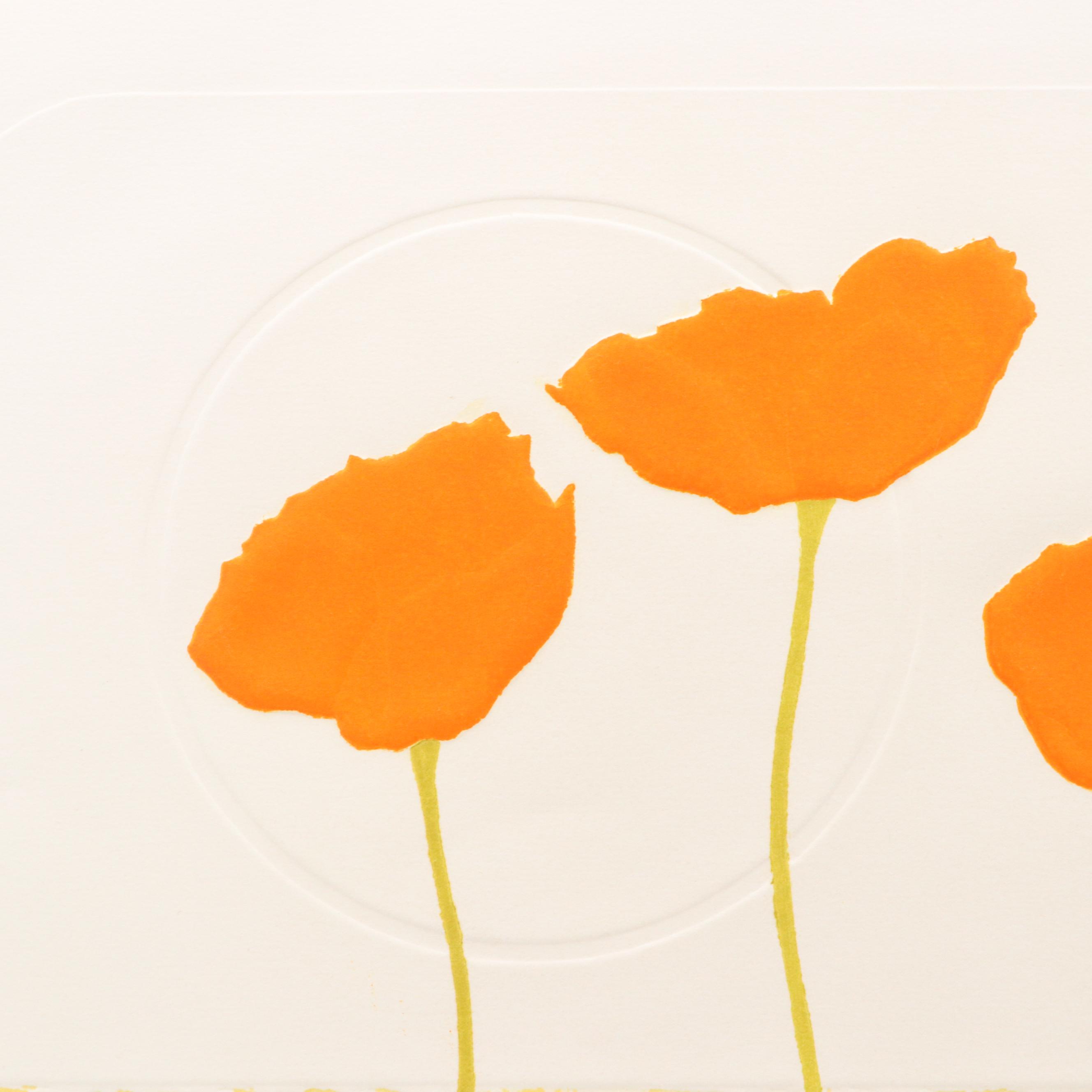 Embossed Relief Print of Poppies