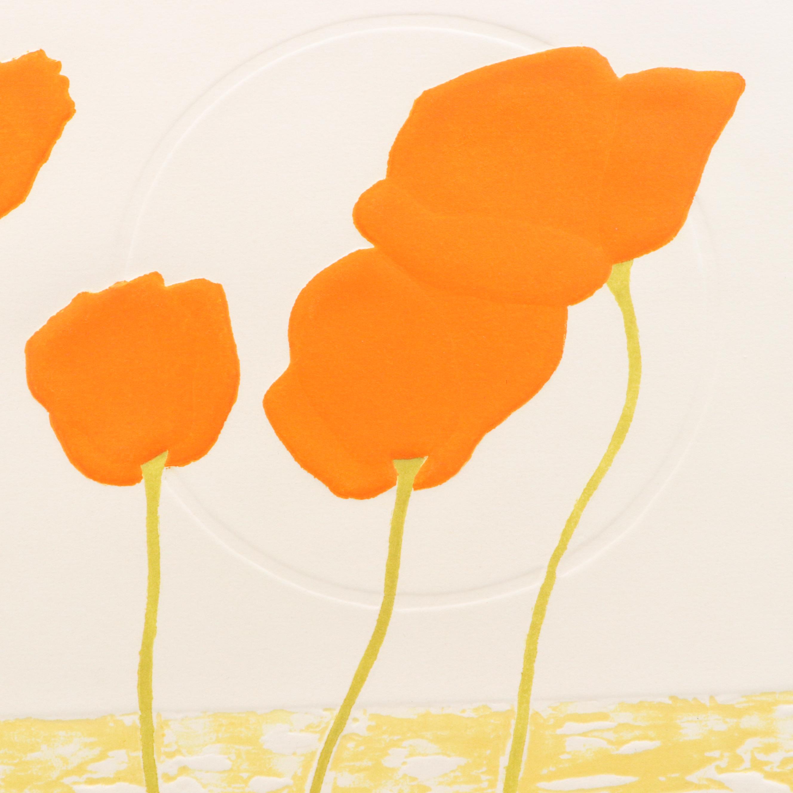 Embossed Relief Print of Poppies