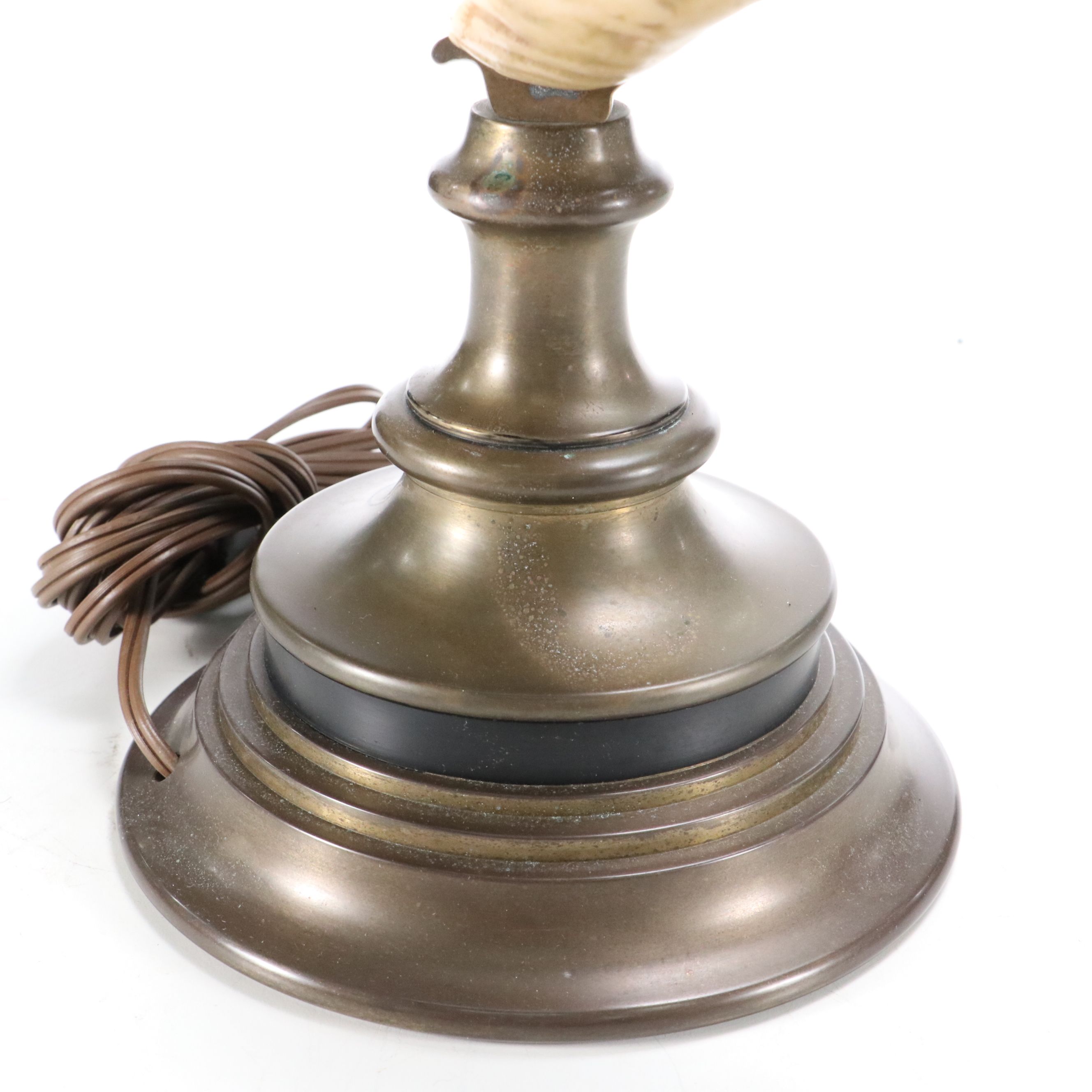 Pair of Chapman Resin Ram's Horn and Brass Table Lamps, 1970s