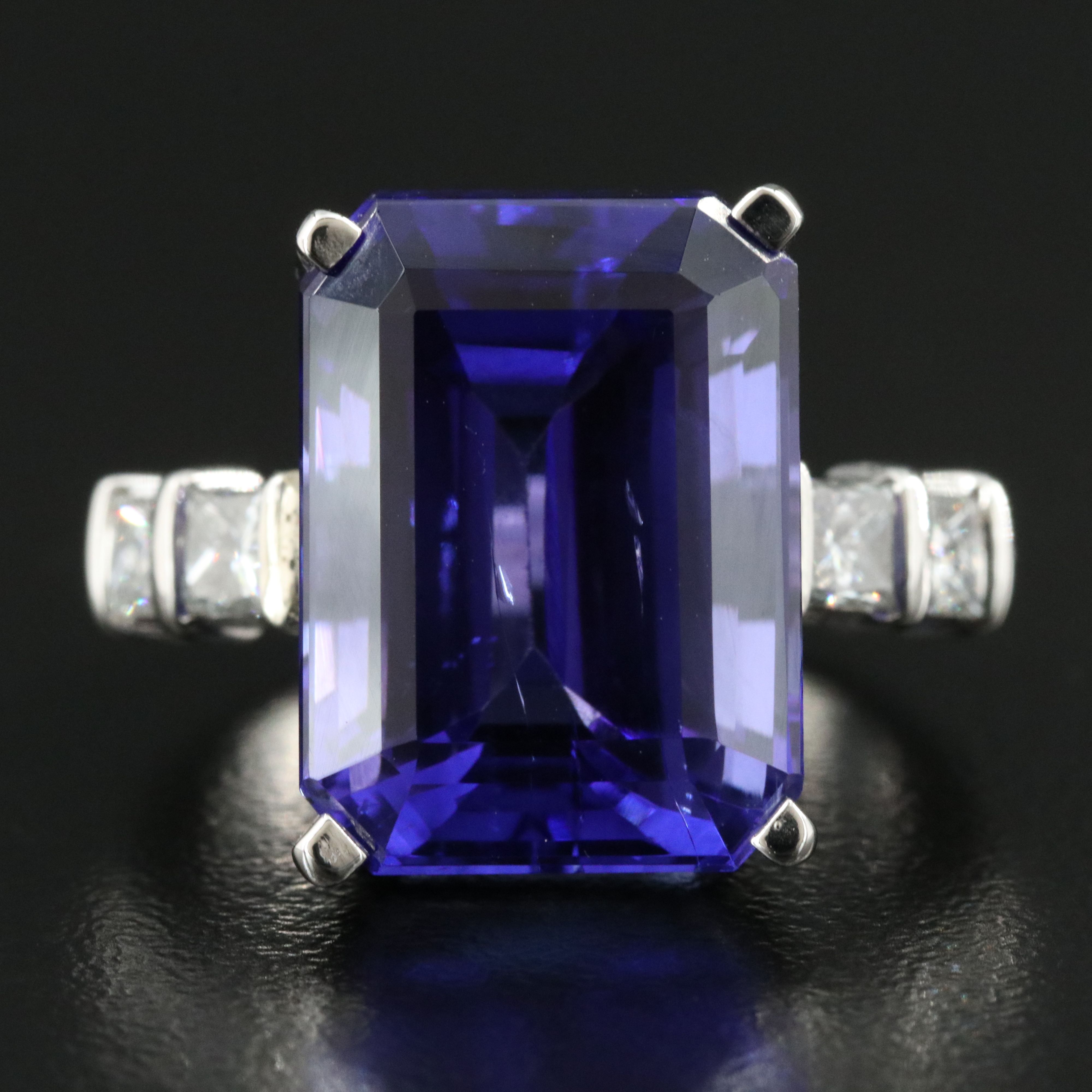 Platinum 18.34 CT Tanzanite and Diamond Ring with GIA Report