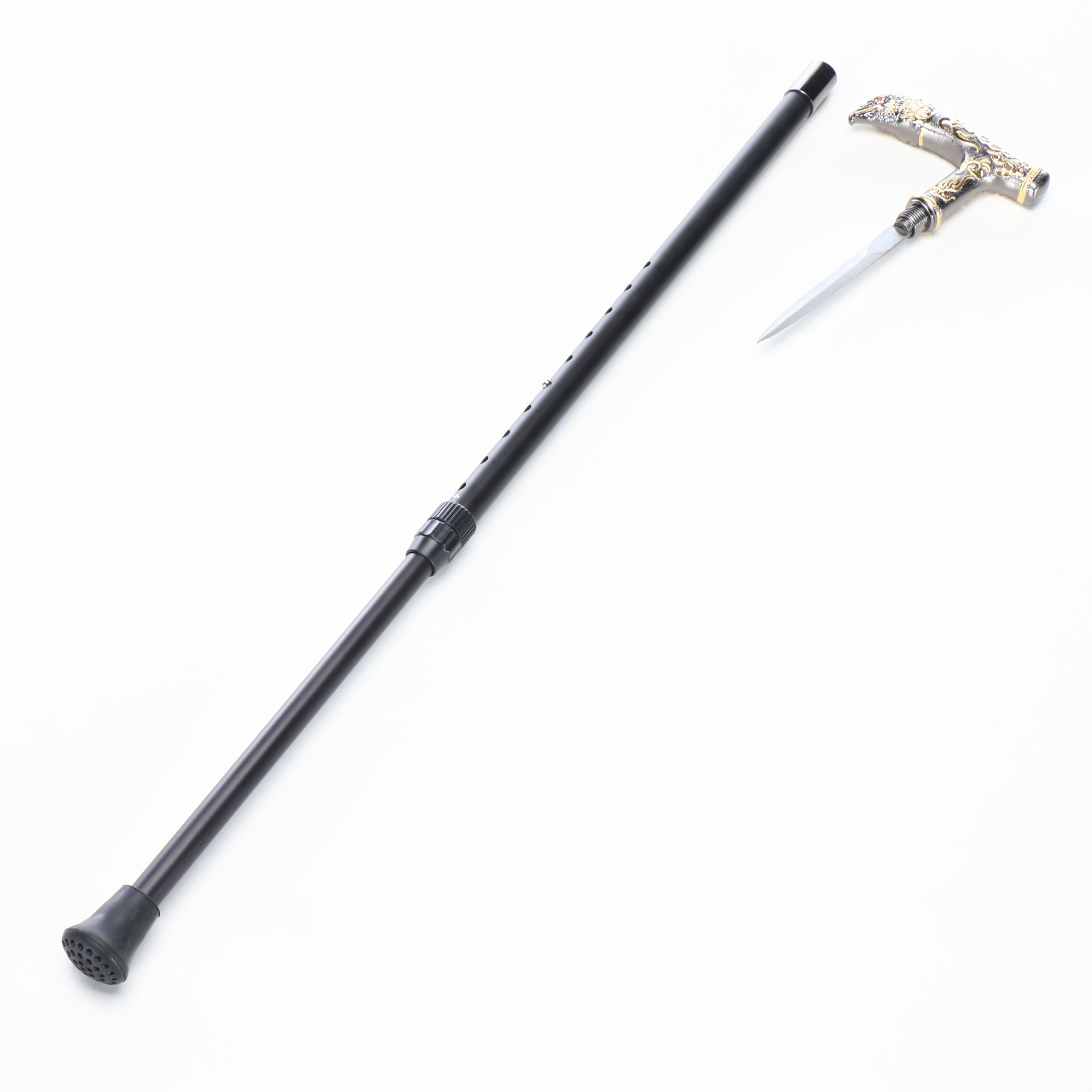 Embossed Eagle Head Derby-Handled Adjustable Sword Cane