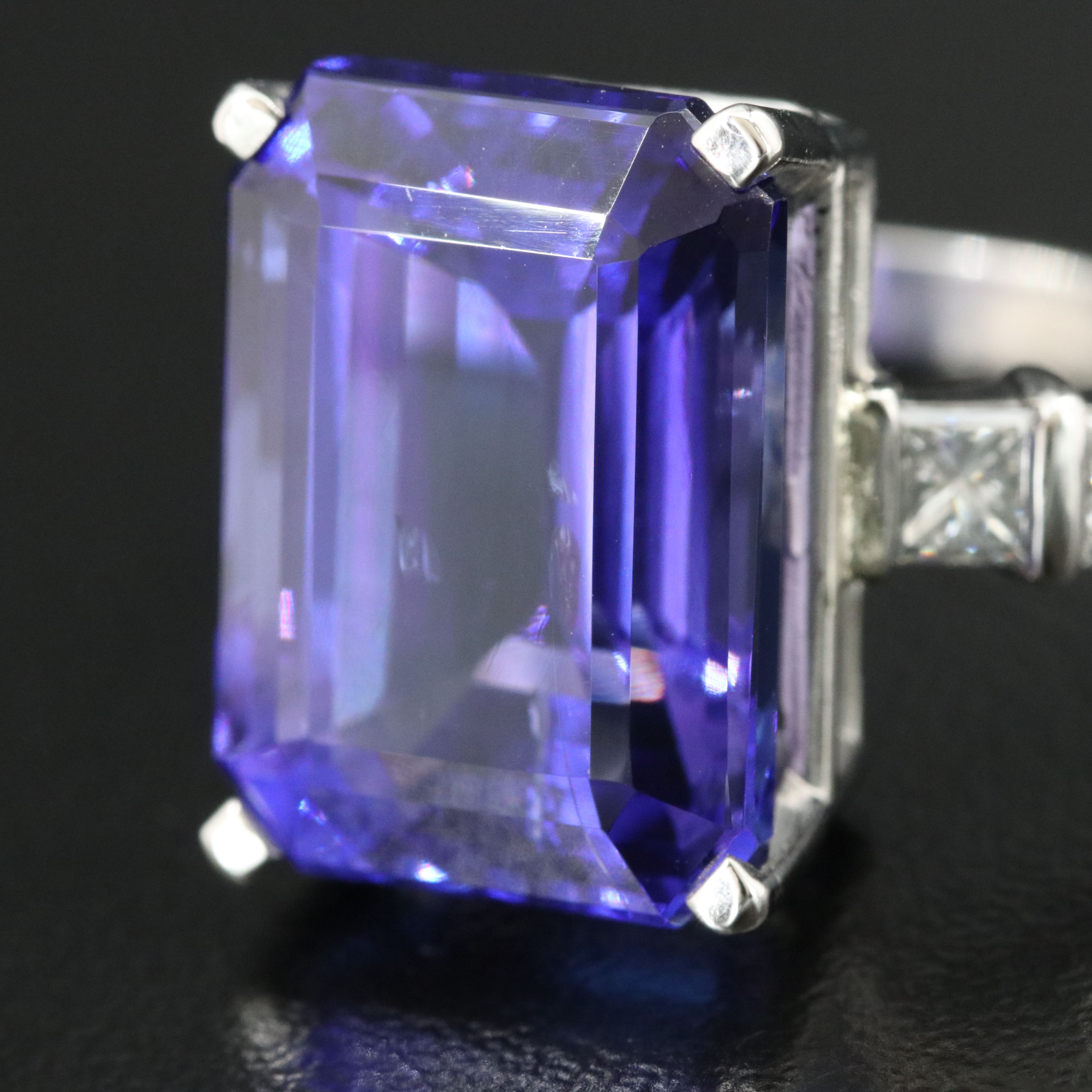 Platinum 18.34 CT Tanzanite and Diamond Ring with GIA Report