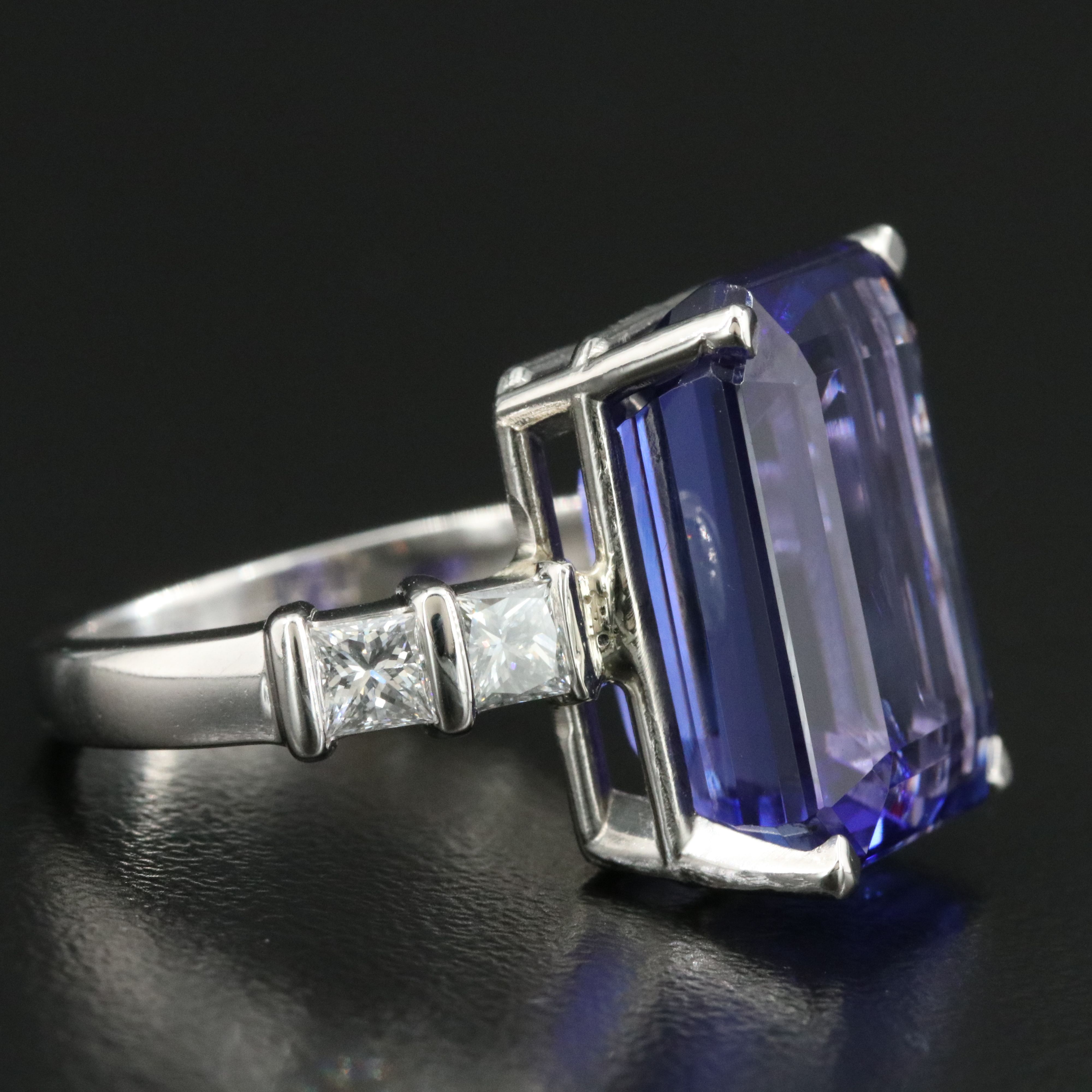 Platinum 18.34 CT Tanzanite and Diamond Ring with GIA Report