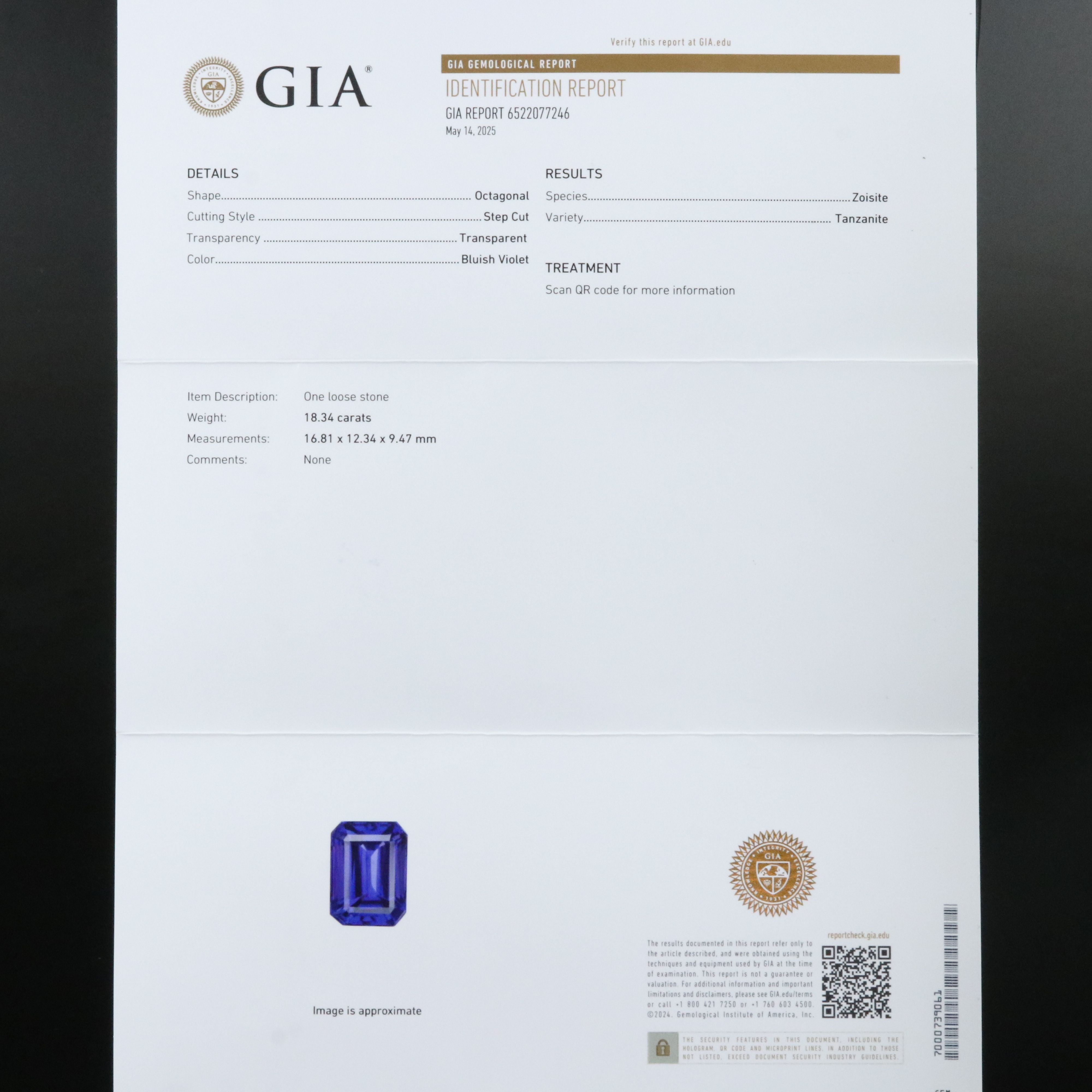 Platinum 18.34 CT Tanzanite and Diamond Ring with GIA Report