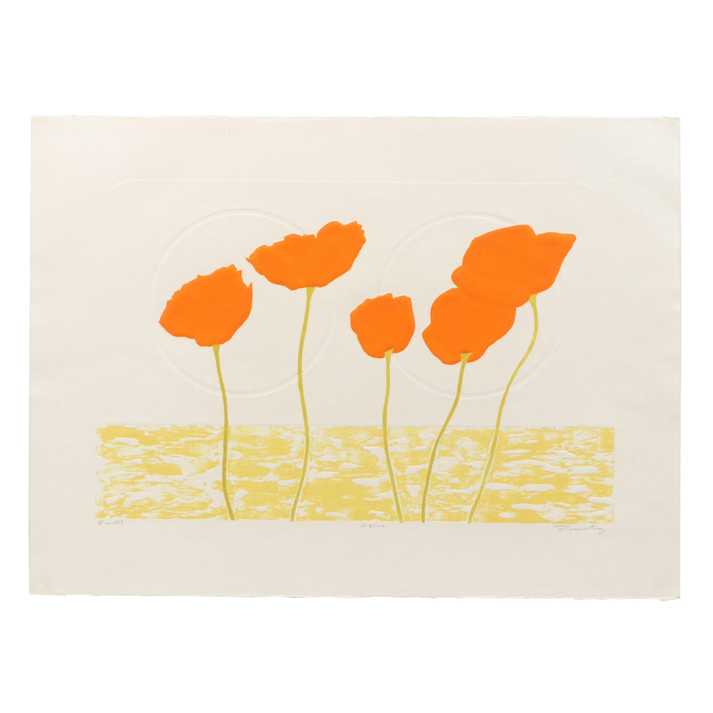 Embossed Relief Print of Poppies