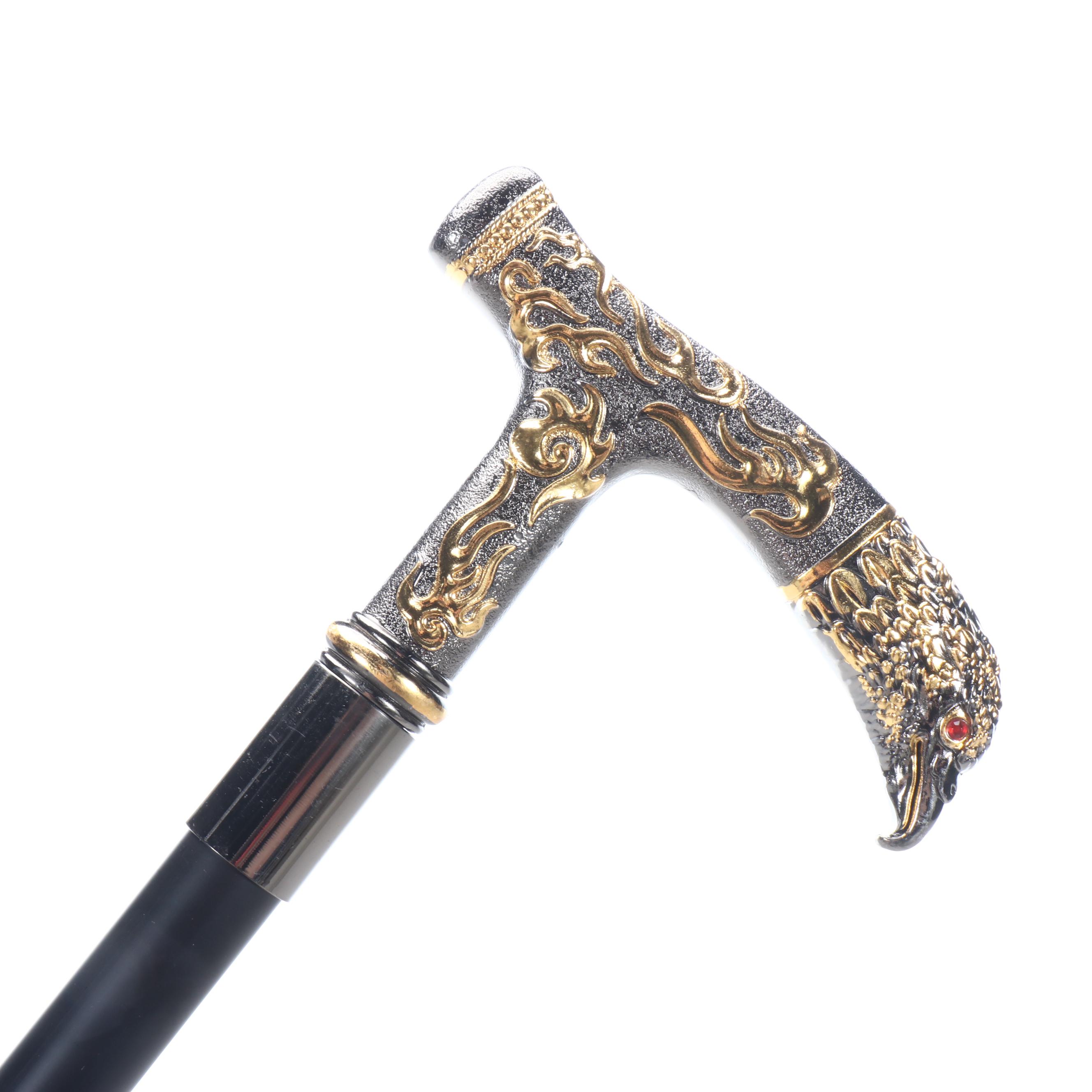Embossed Eagle Head Derby-Handled Adjustable Sword Cane