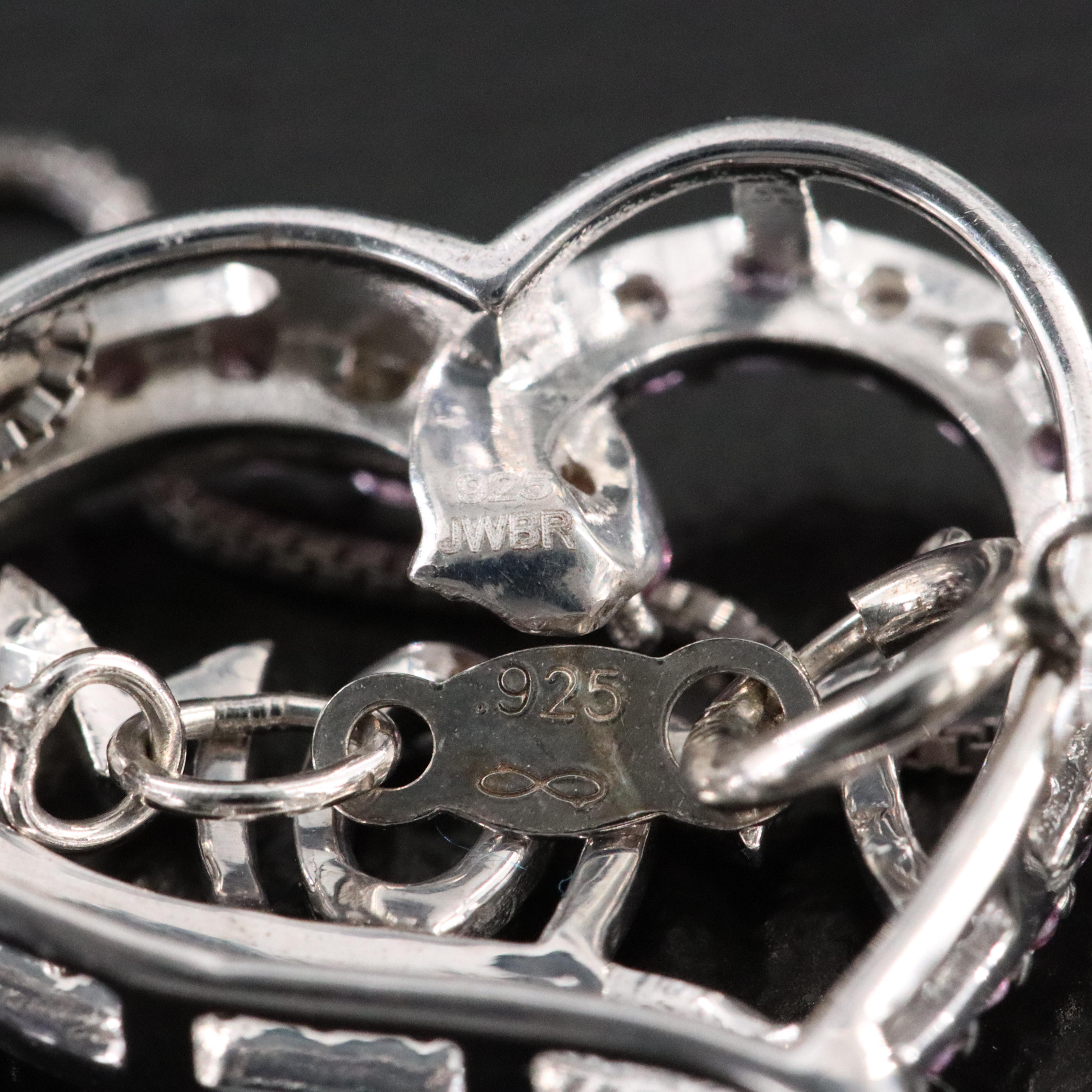 Sterling Pink and White Sapphire 'MOM' Heart Pendant Necklace