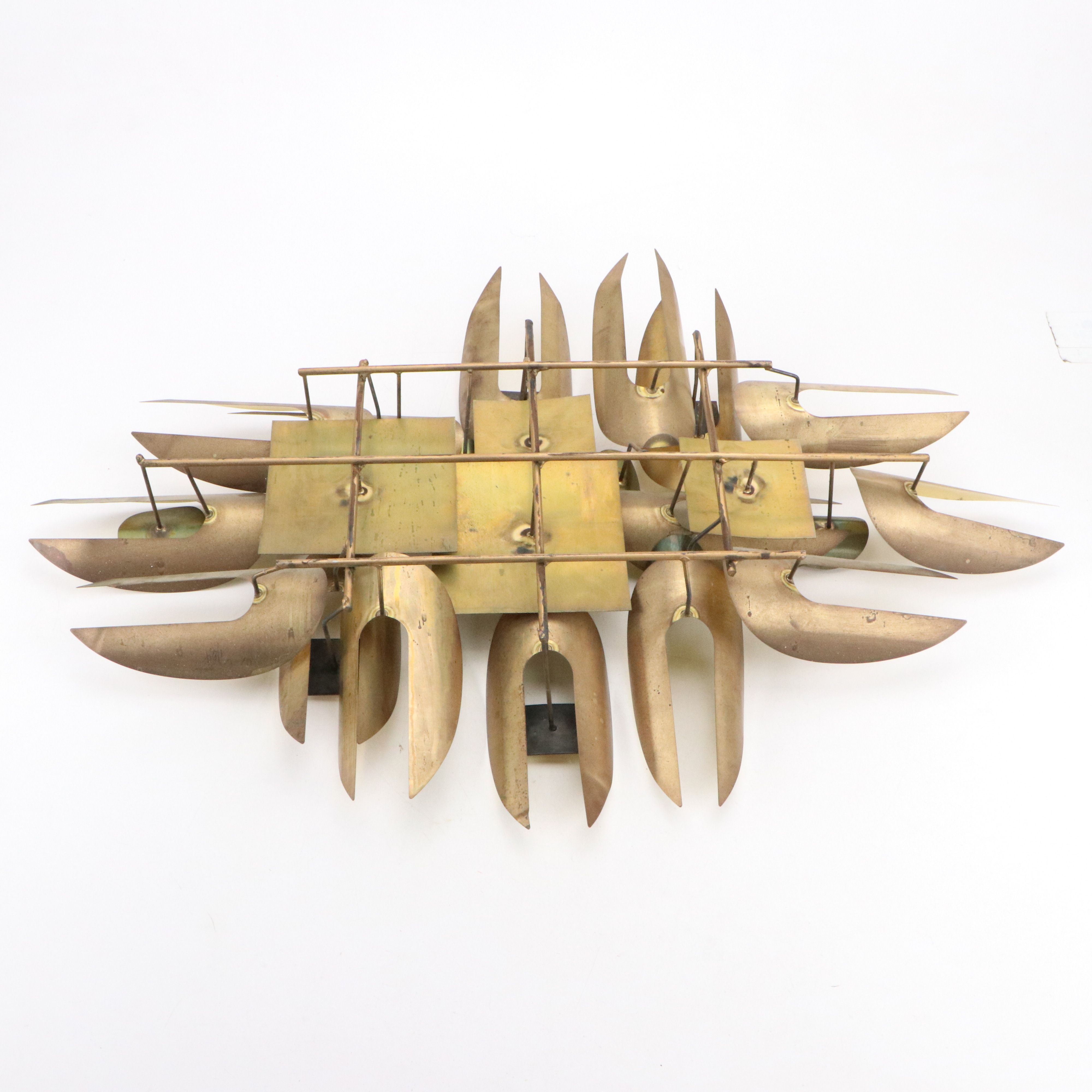 Mid Century Modern Brutalist Metal Wall Sculpture, Attributed to William Vose