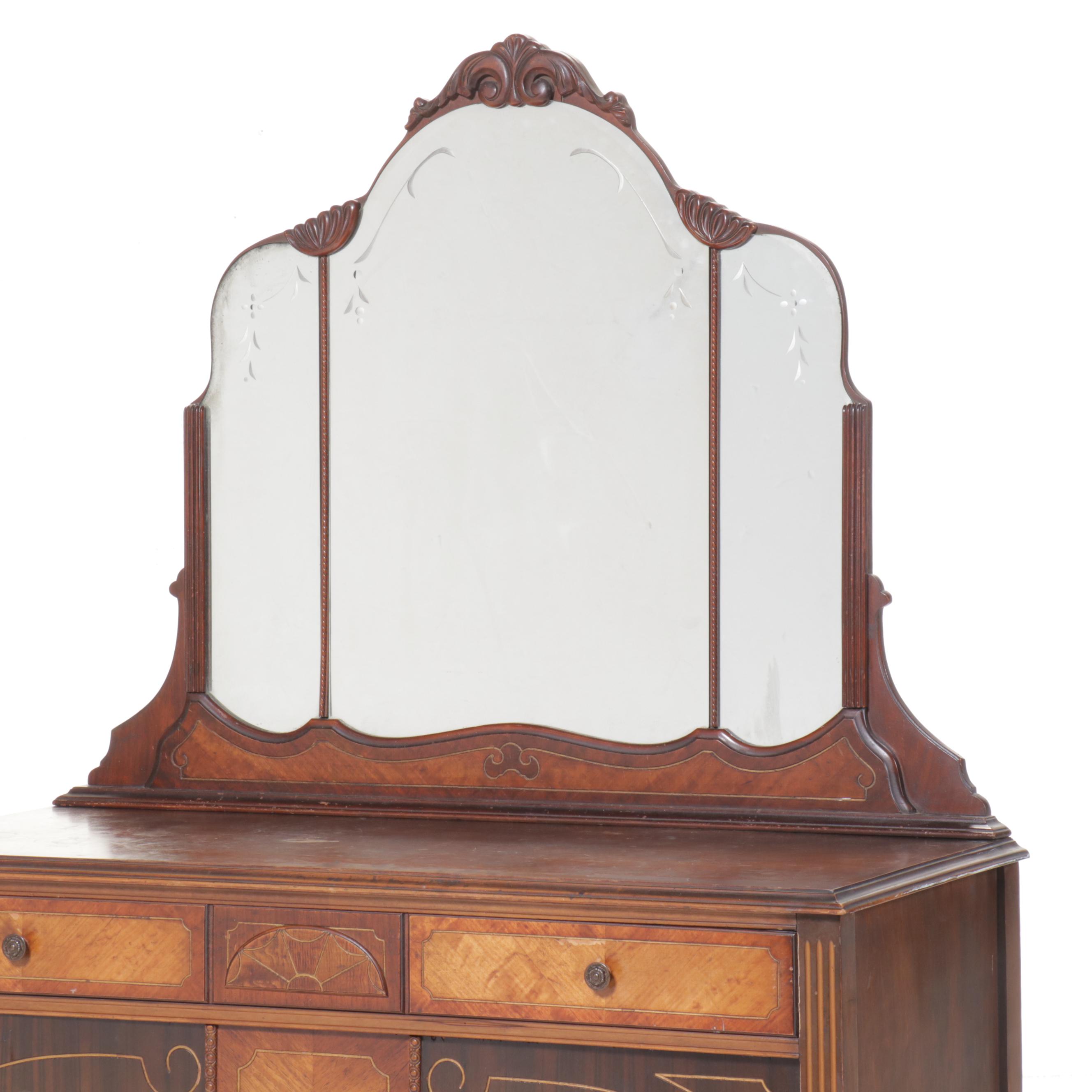 E. Kleeman Co. Jacobean Revival Style Mahogany and Waterfall Veneer Dresser