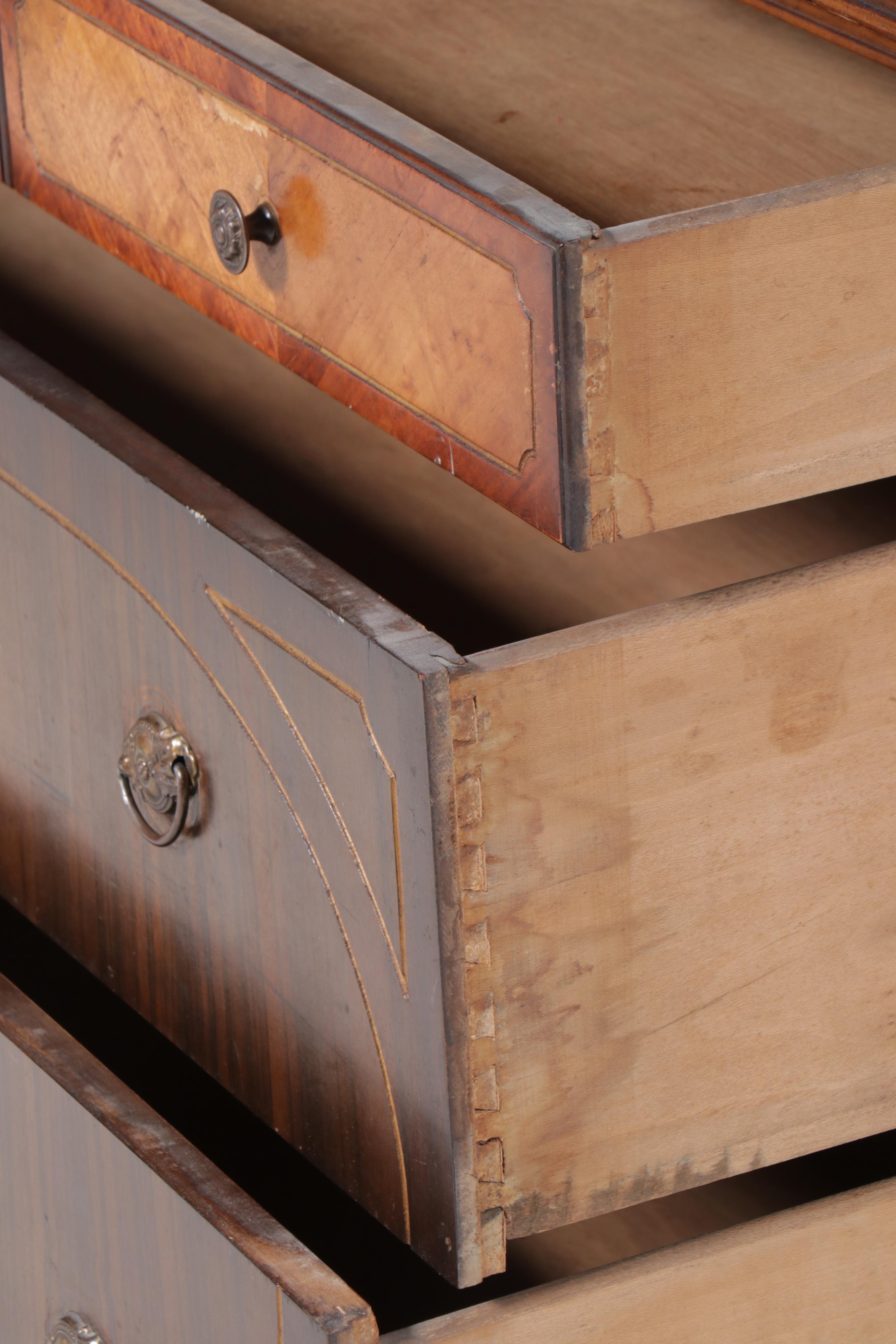 E. Kleeman Co. Jacobean Revival Style Mahogany and Waterfall Veneer Dresser