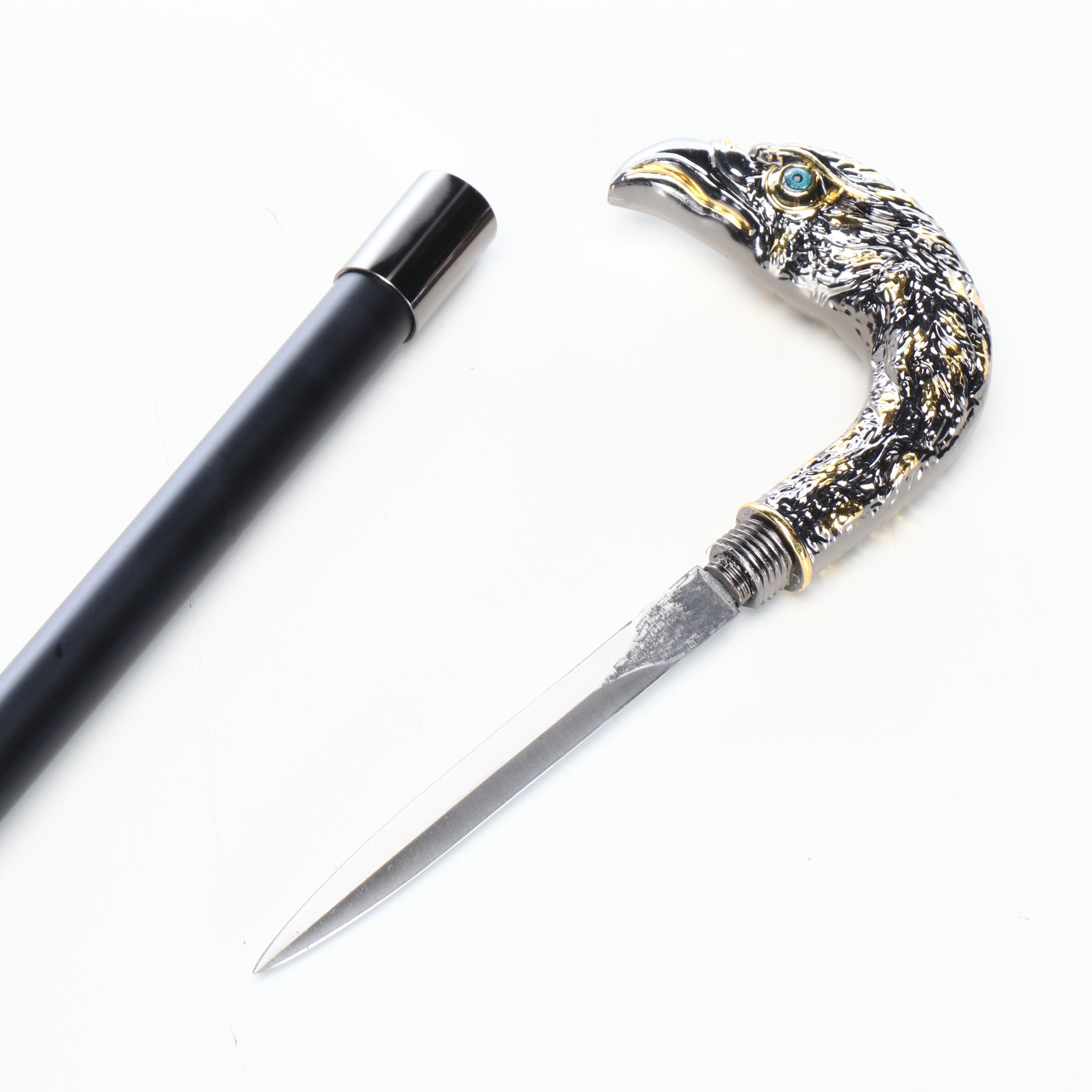 Embossed Eagle Head Adjustable Sword Cane