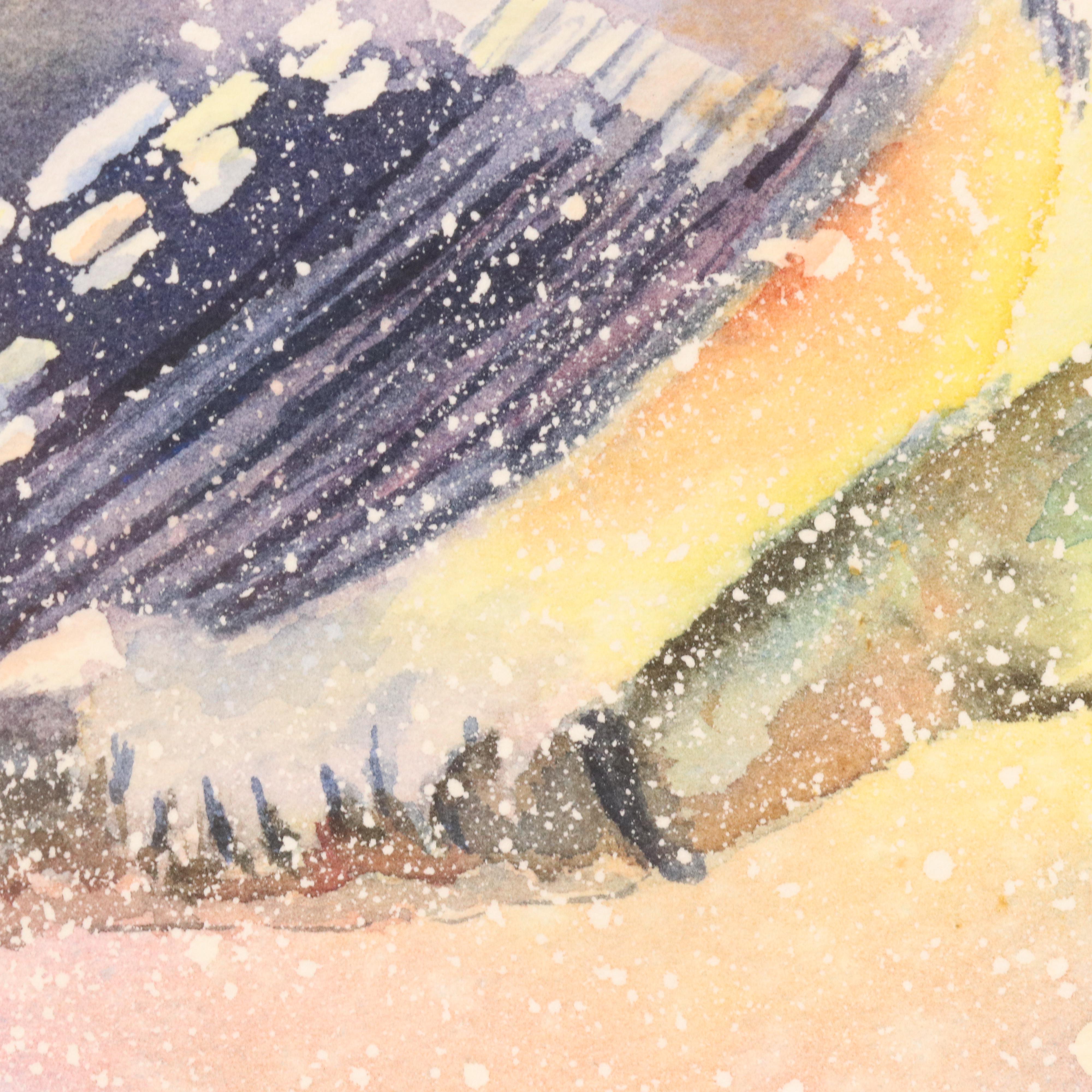 Linda Keller Watercolor Painting of Bird "Snowy Friend," 2008