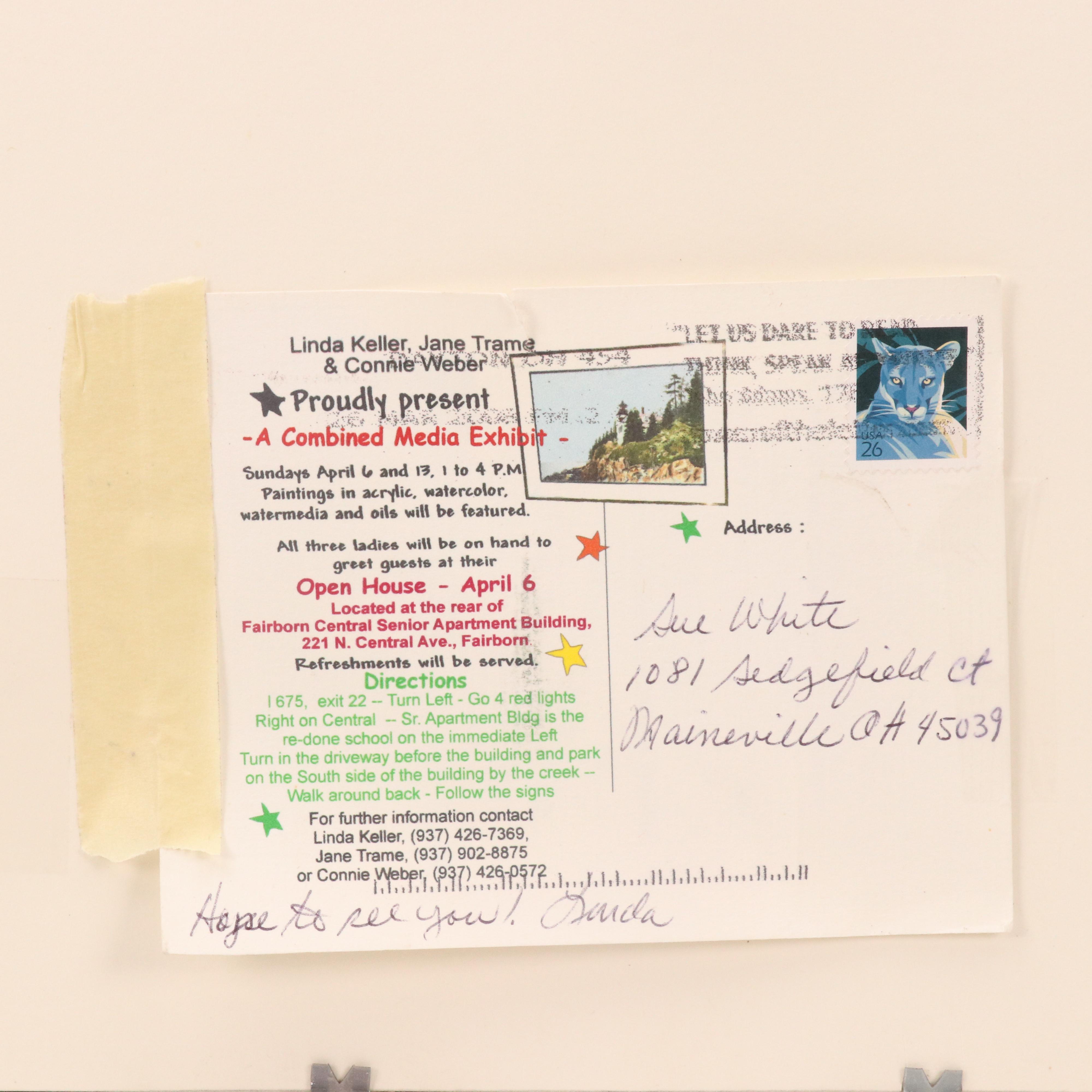 Linda Keller Watercolor Painting of Bird "Snowy Friend," 2008