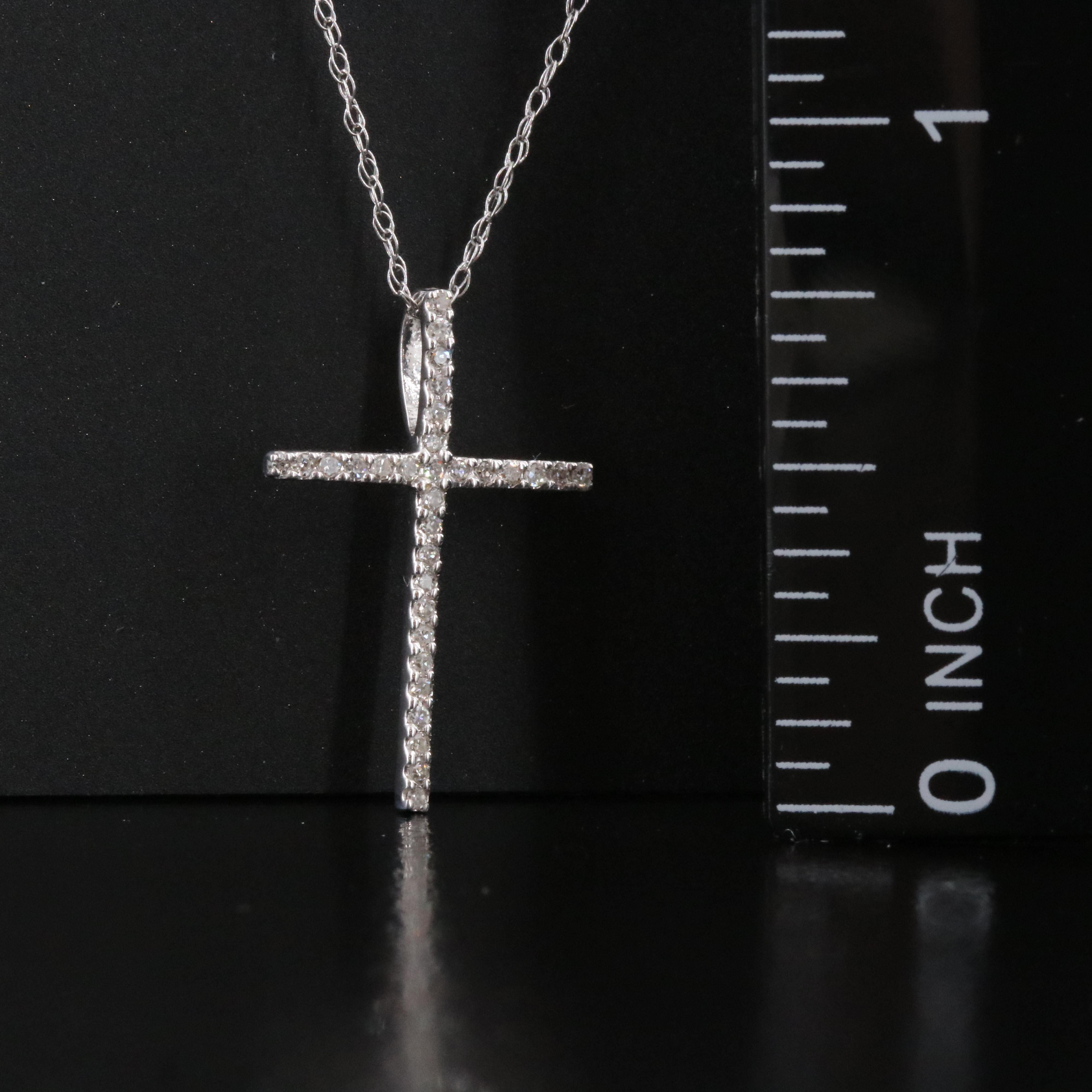 14K 0.09 CTW Diamond Cross Pendant Necklace