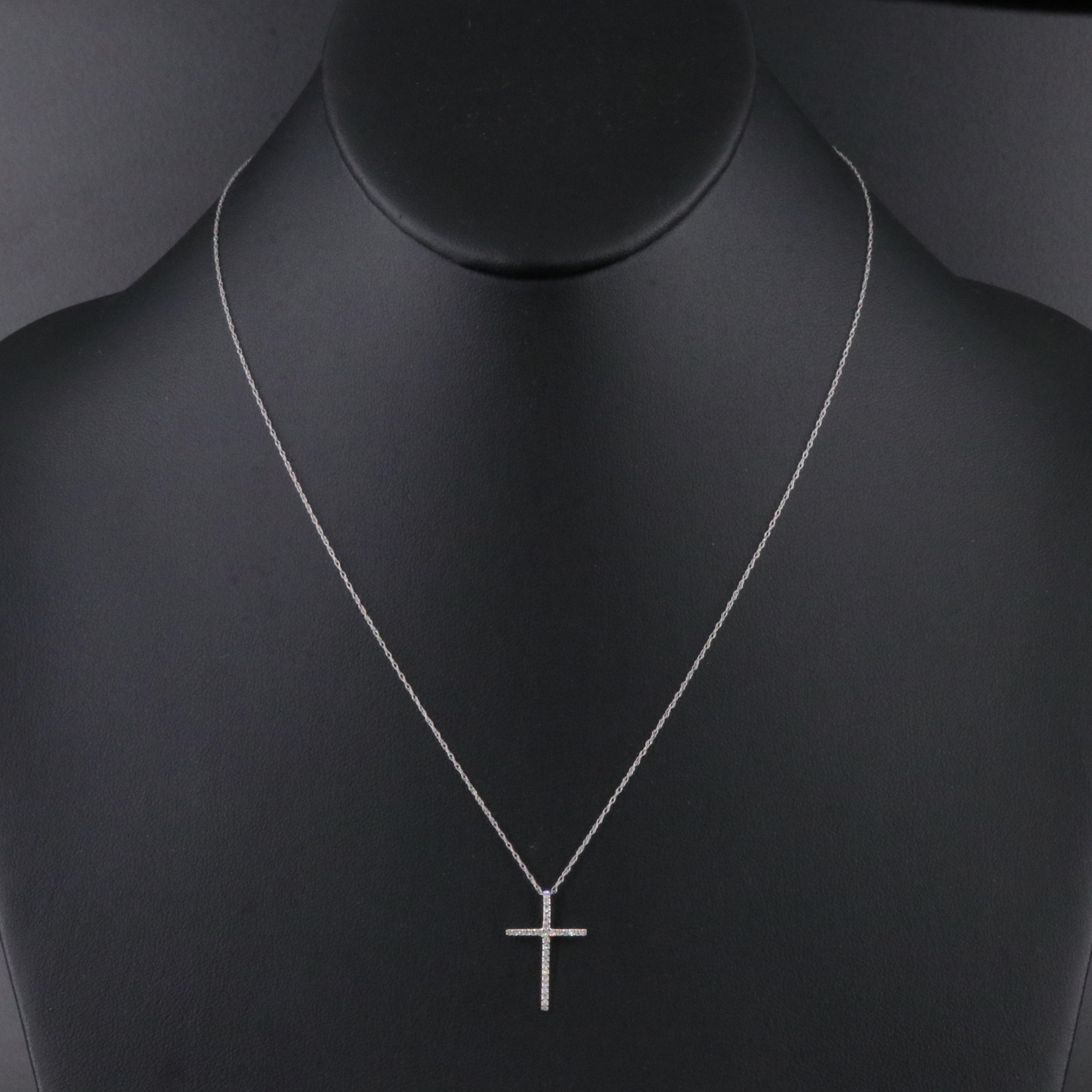 14K 0.09 CTW Diamond Cross Pendant Necklace
