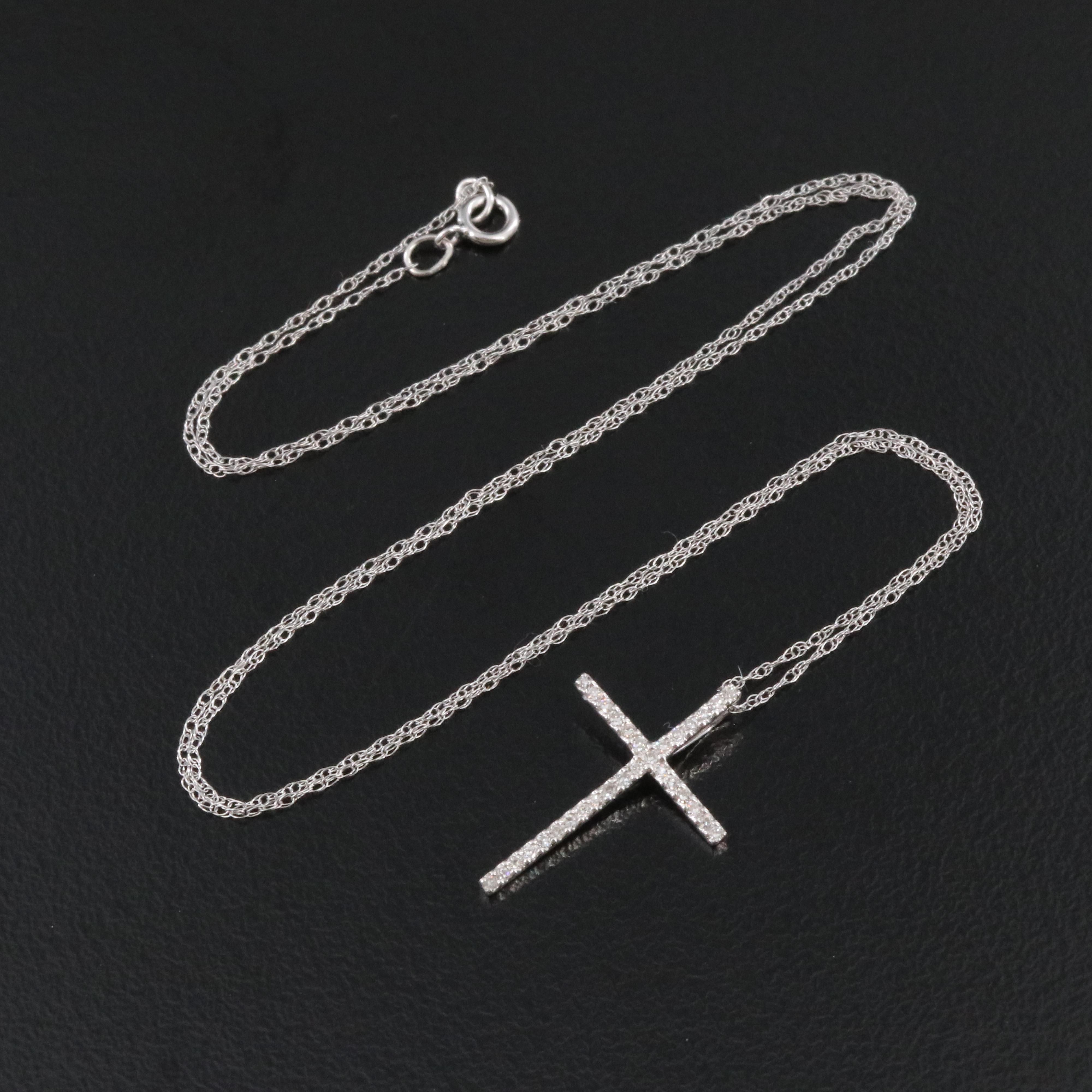 14K 0.09 CTW Diamond Cross Pendant Necklace