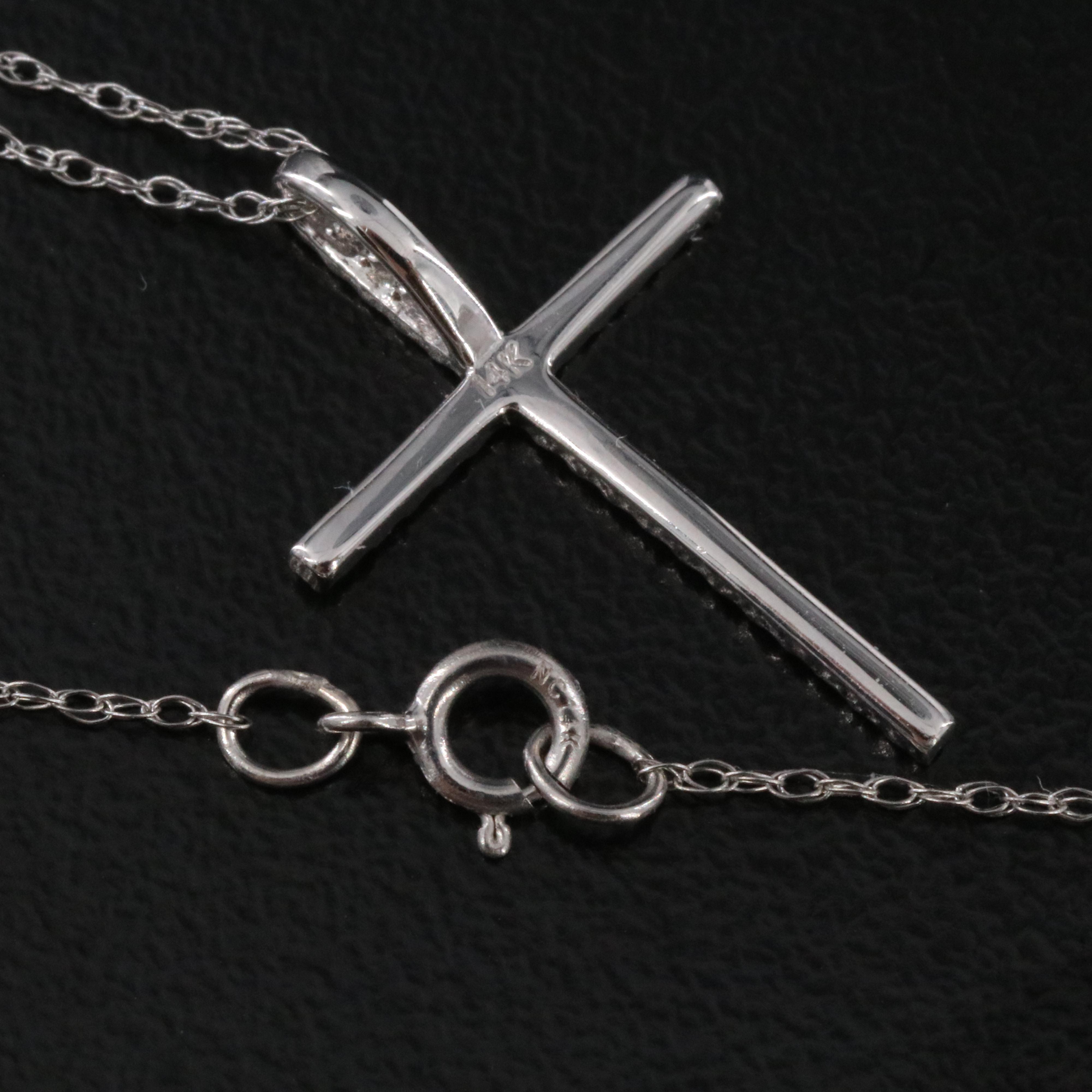 14K 0.09 CTW Diamond Cross Pendant Necklace