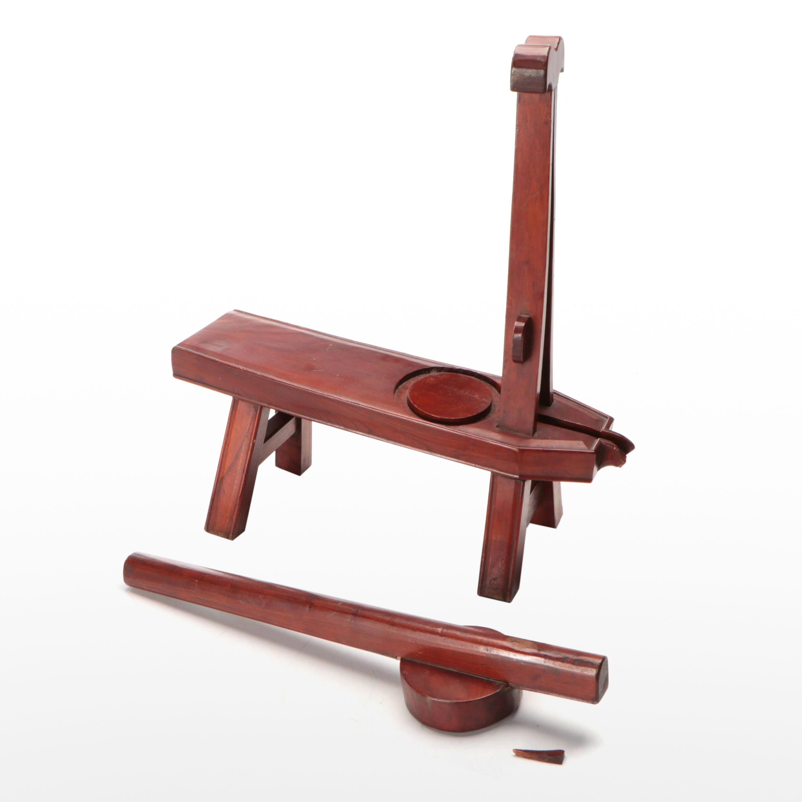 Chinese Caved Wood Sugar Cane Press