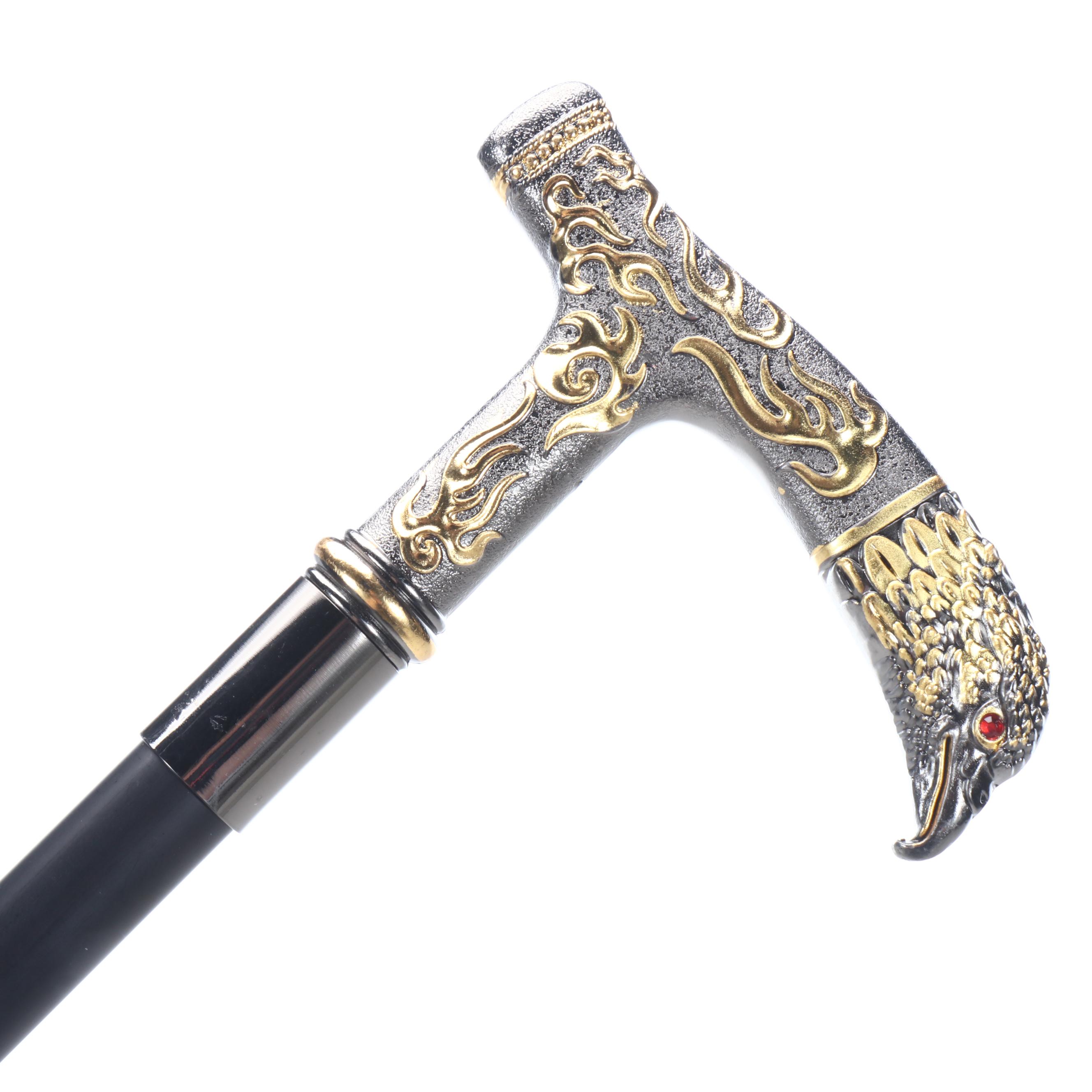 Embossed Eagle Head Derby-Handled Adjustable Sword Cane