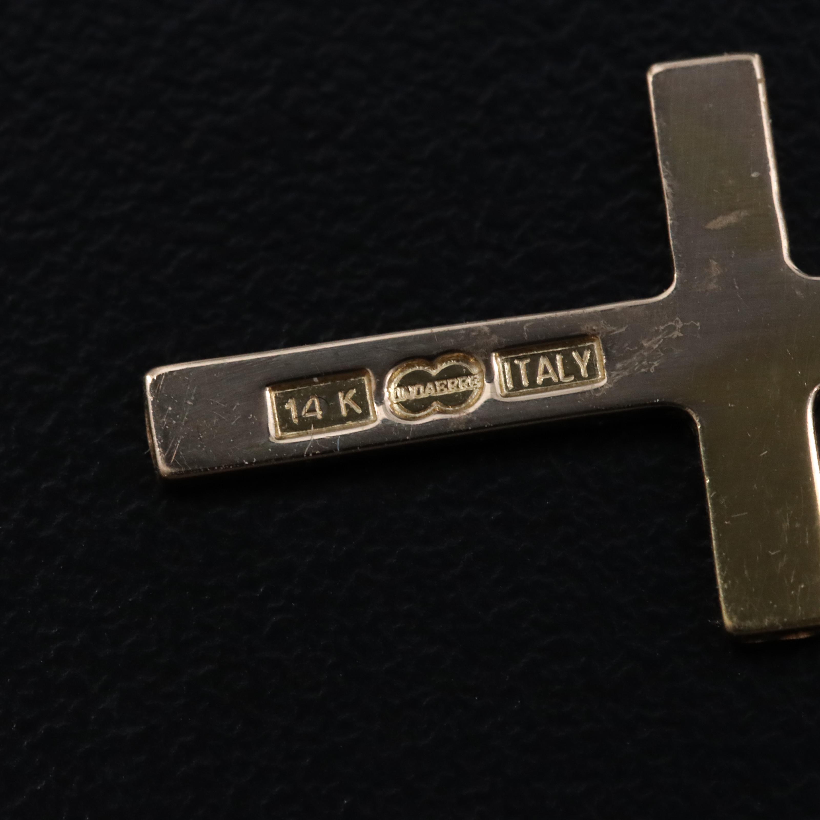Italian UnoAErre 14K Cross Pendant