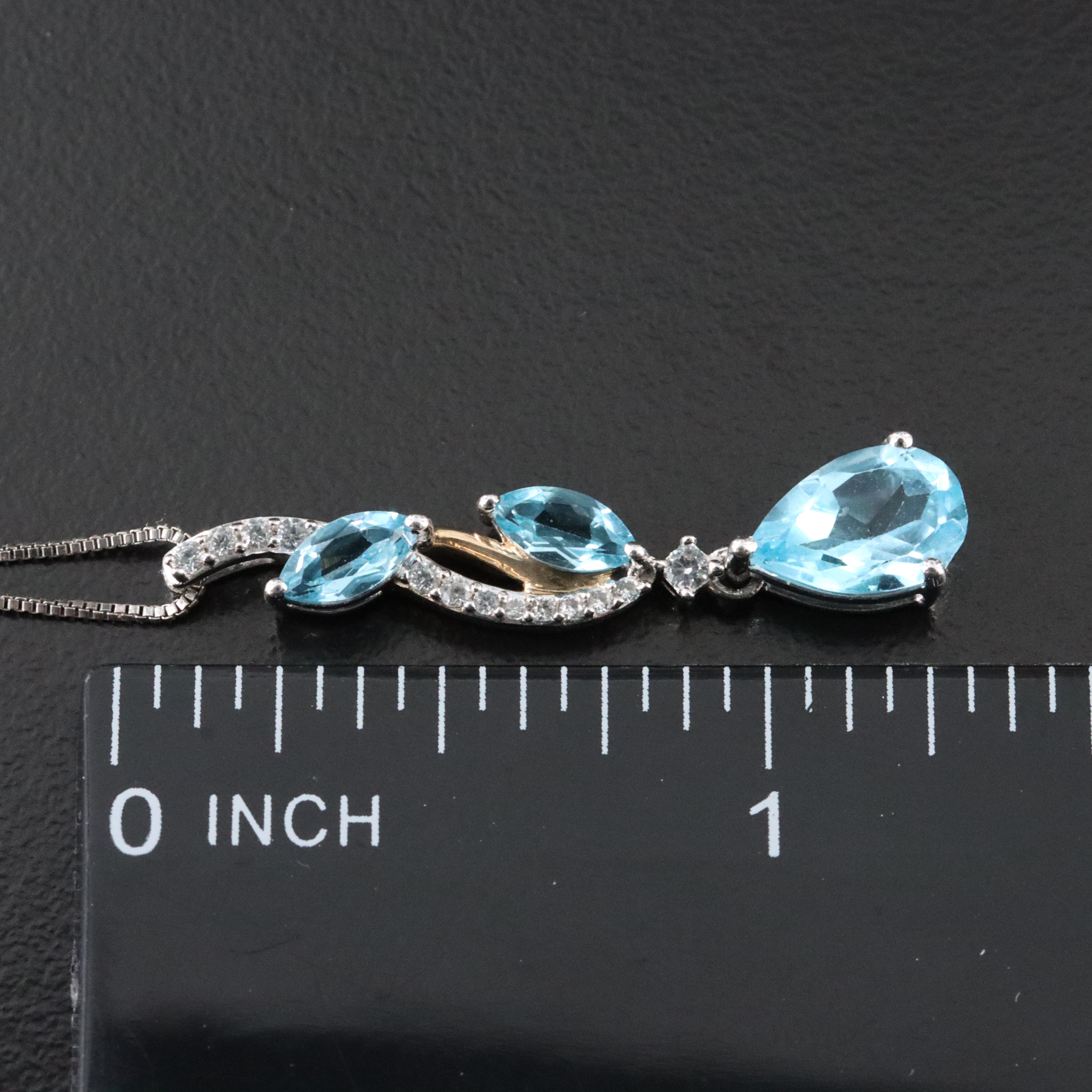 Sterling Swiss Blue and White Topaz Pendant Necklace