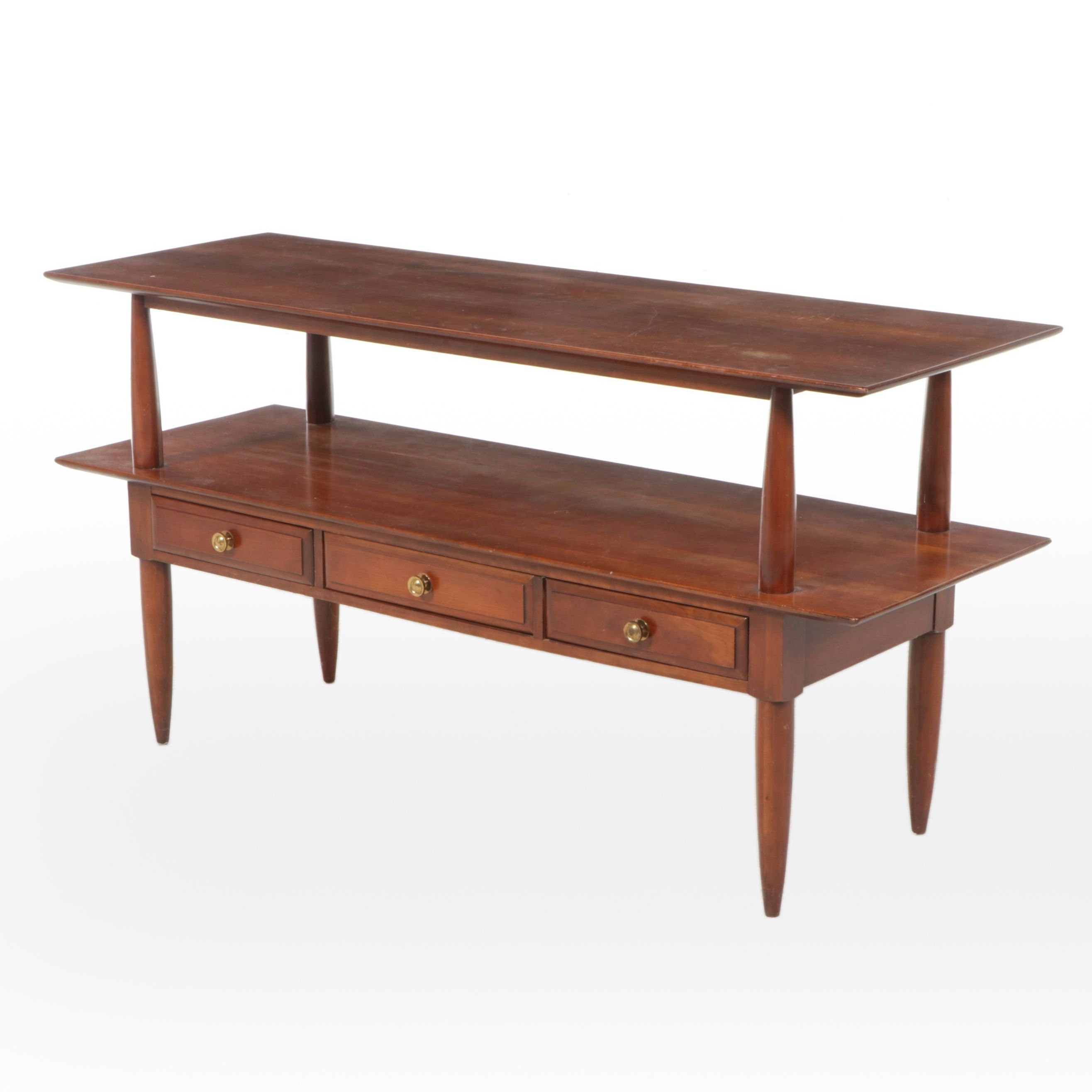 Willett Mid Century Modern Transitional Cherry Console Table