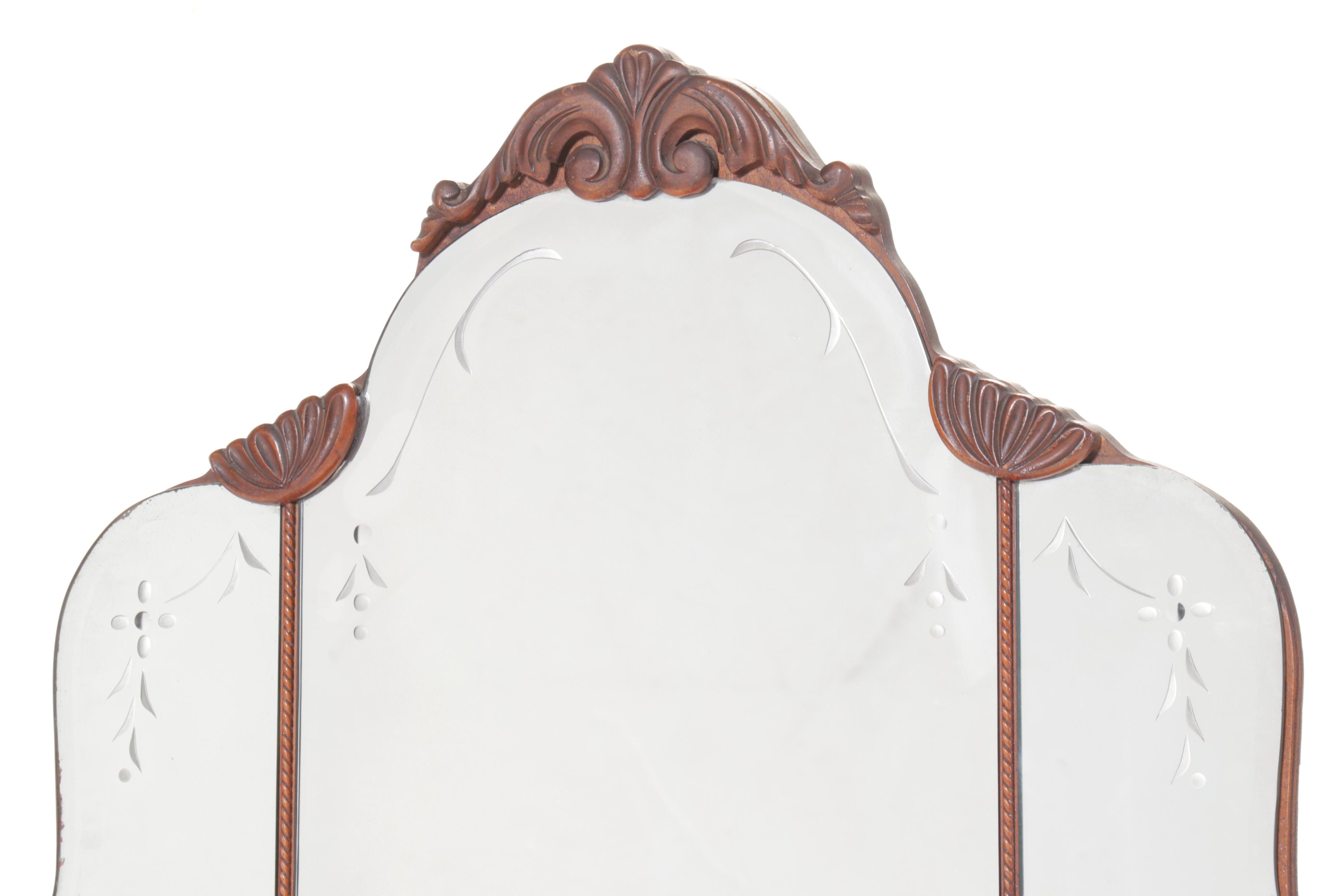 E. Kleeman Co. Jacobean Revival Style Mahogany and Waterfall Dressing Table