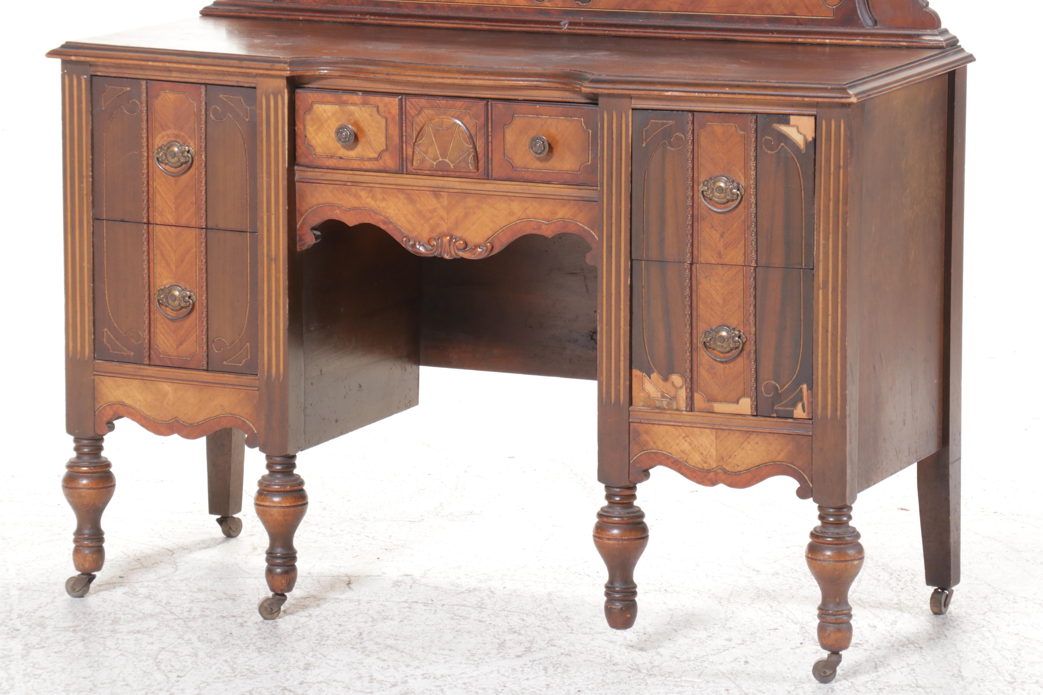 E. Kleeman Co. Jacobean Revival Style Mahogany and Waterfall Dressing Table