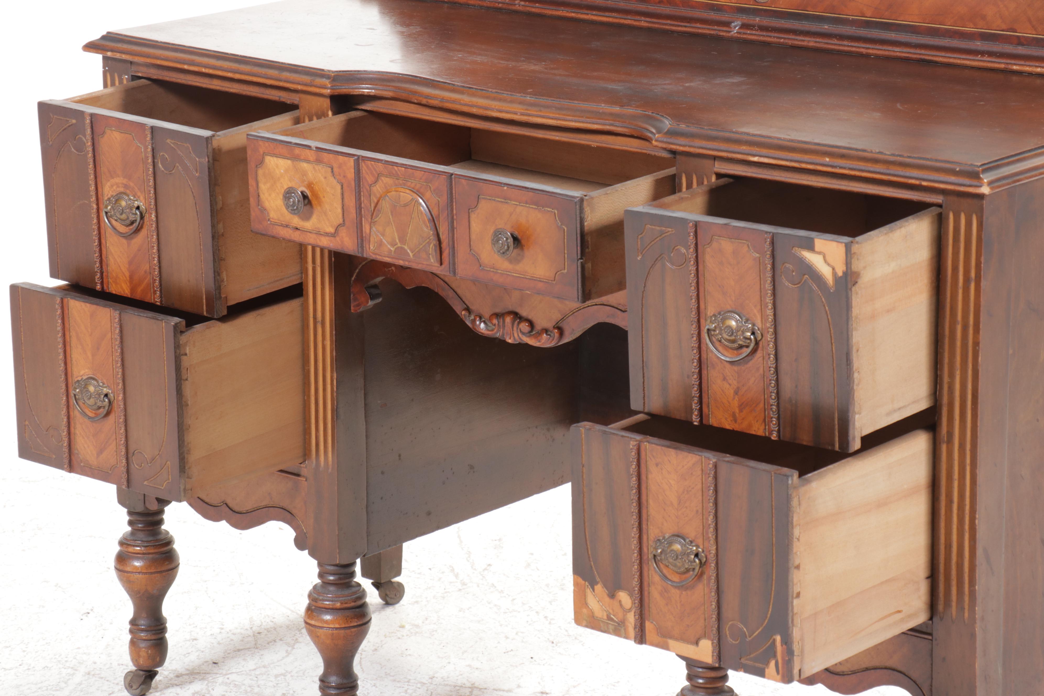 E. Kleeman Co. Jacobean Revival Style Mahogany and Waterfall Dressing Table