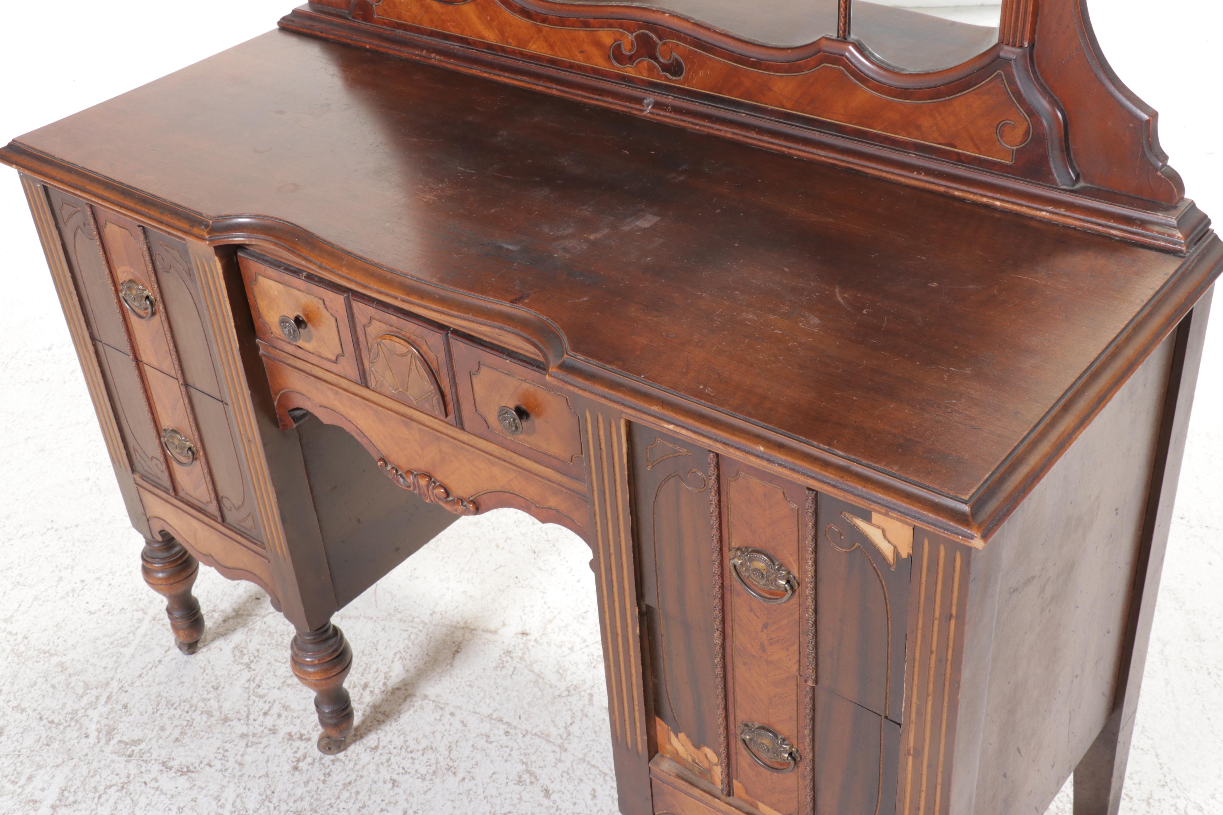E. Kleeman Co. Jacobean Revival Style Mahogany and Waterfall Dressing Table