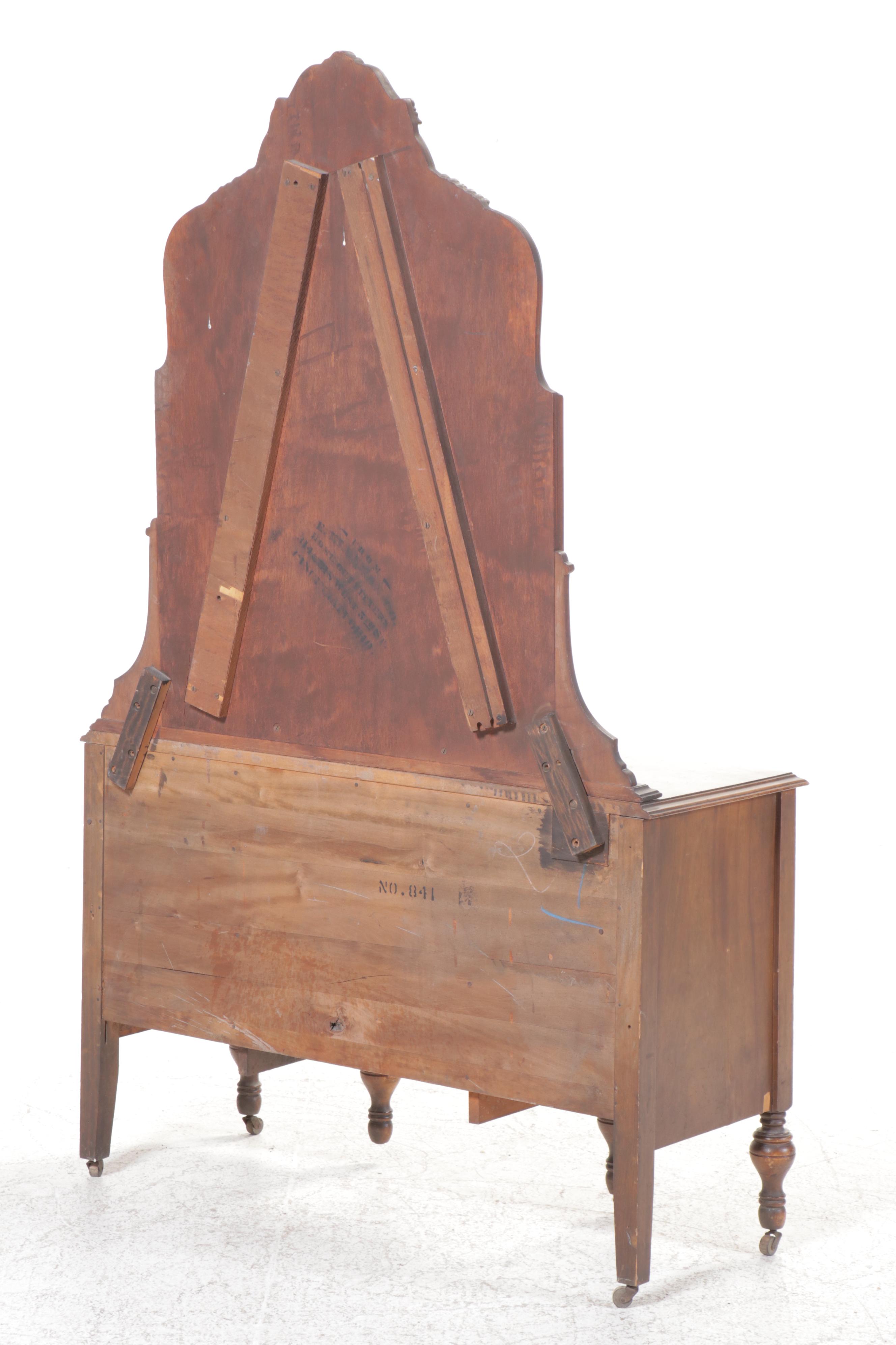 E. Kleeman Co. Jacobean Revival Style Mahogany and Waterfall Dressing Table