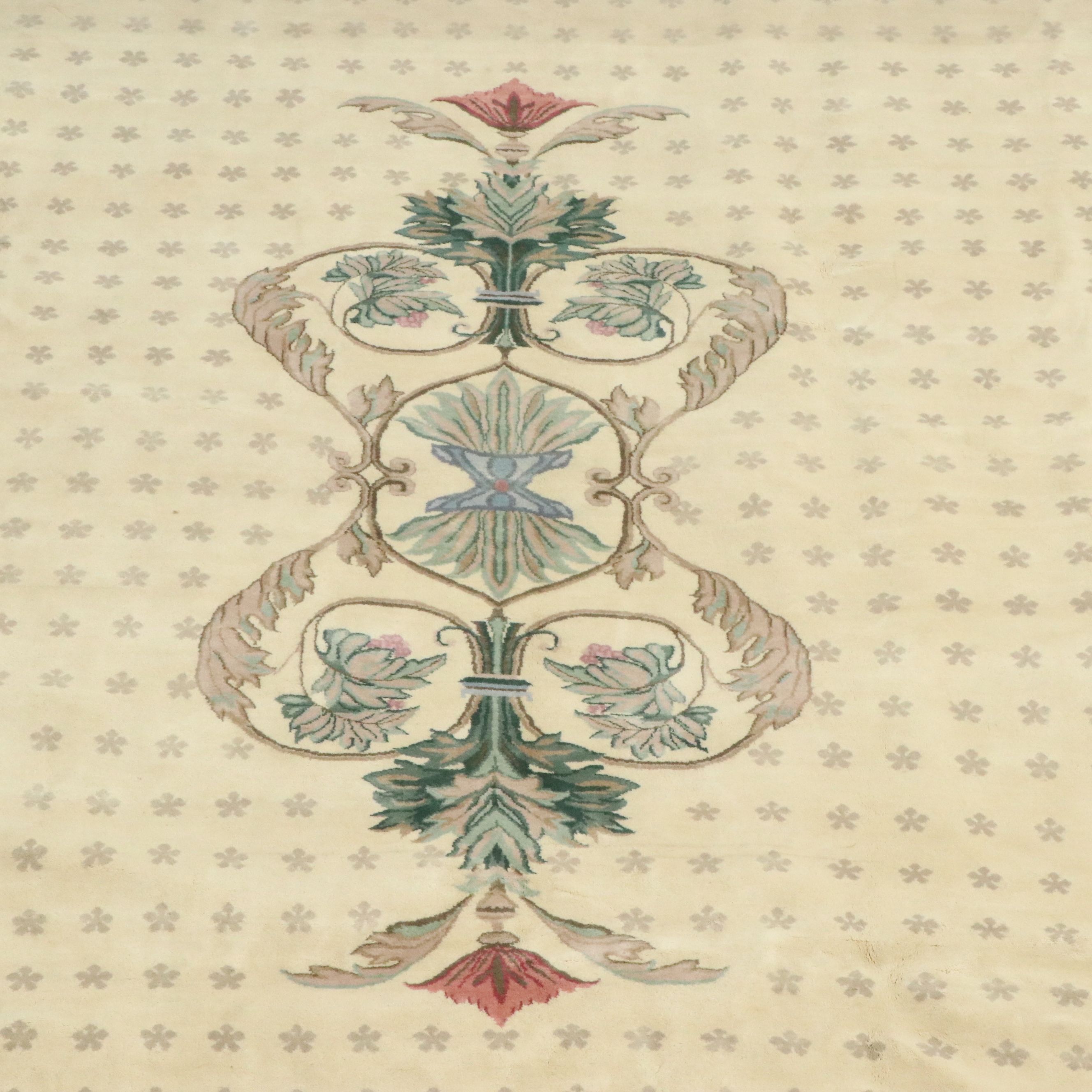 9'6 x 14'3 Hand-Knotted Sino-French Aubusson Room-Sized Rug