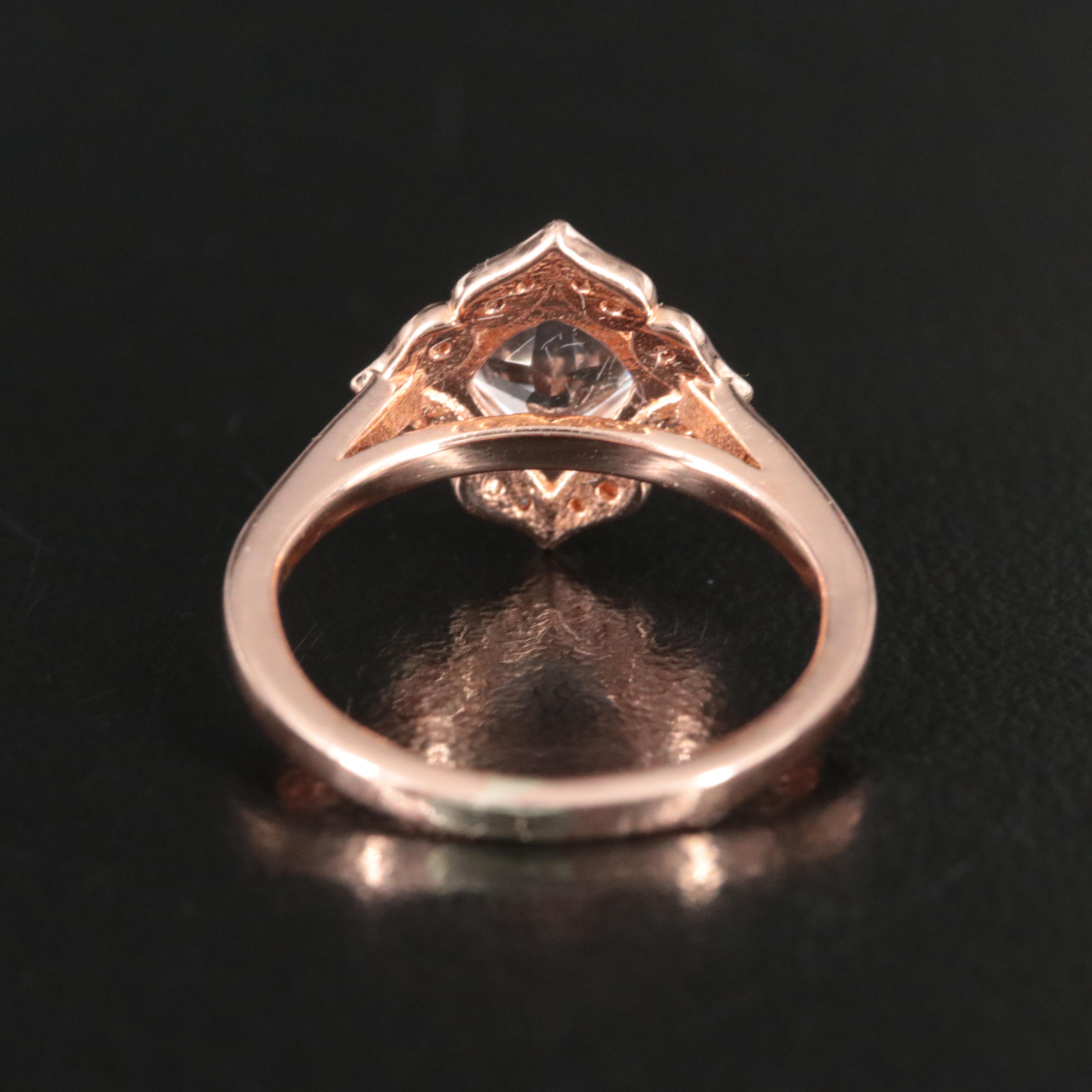 14K Rose Gold Morganite and Diamond Ring