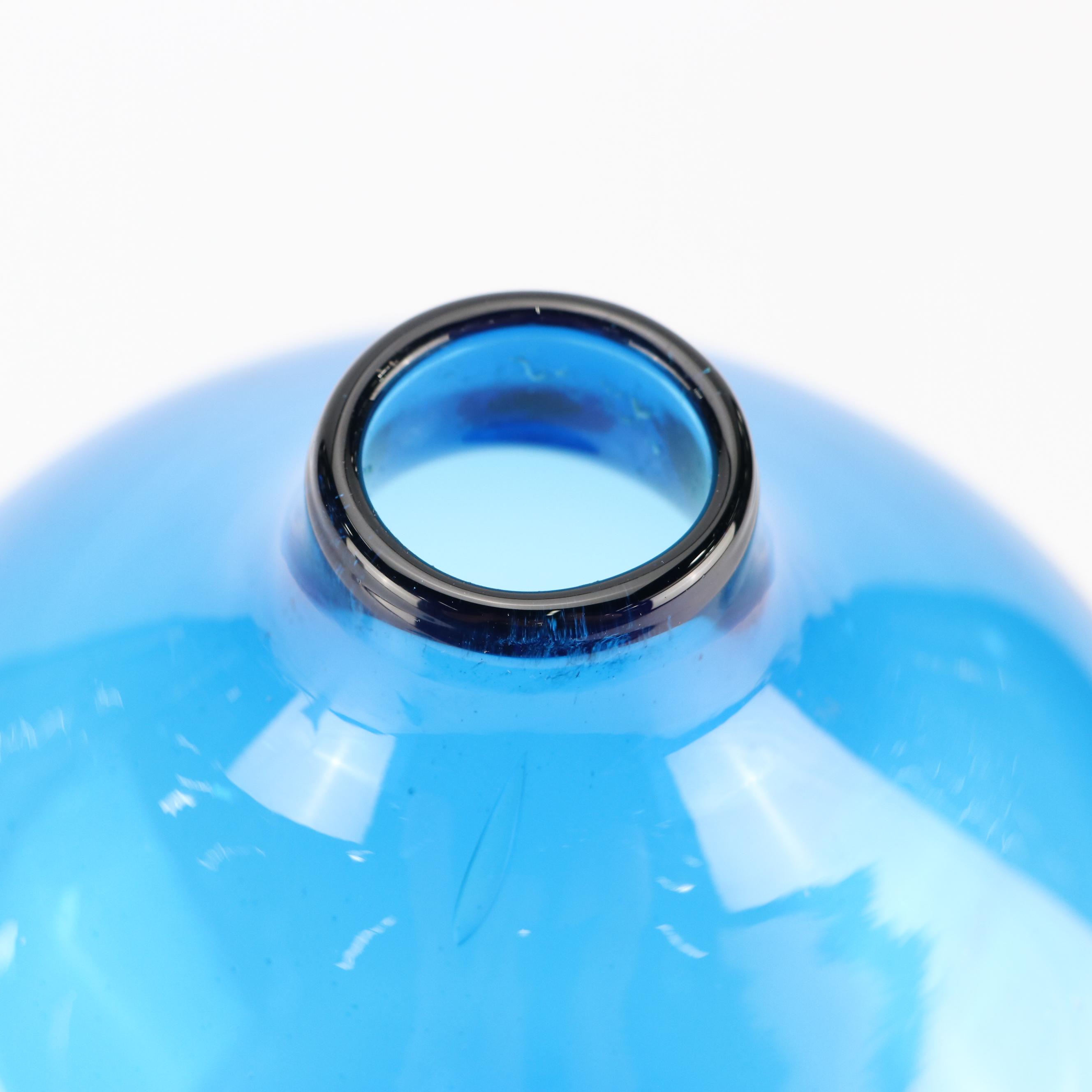 Italian Mid Century Modern Style Cobalt Style Pinched Finial Art Glass Decanter