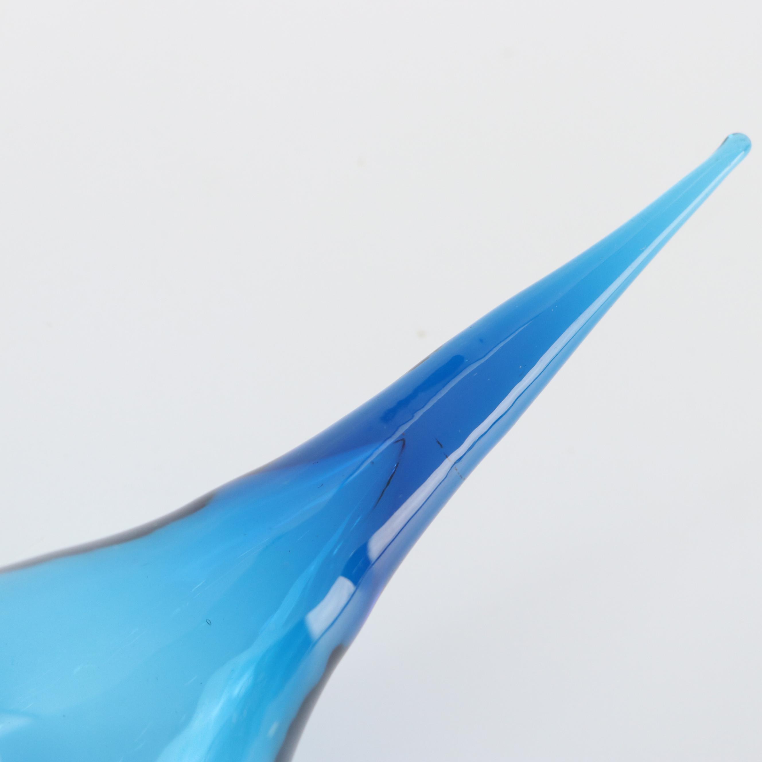 Italian Mid Century Modern Style Cobalt Style Pinched Finial Art Glass Decanter