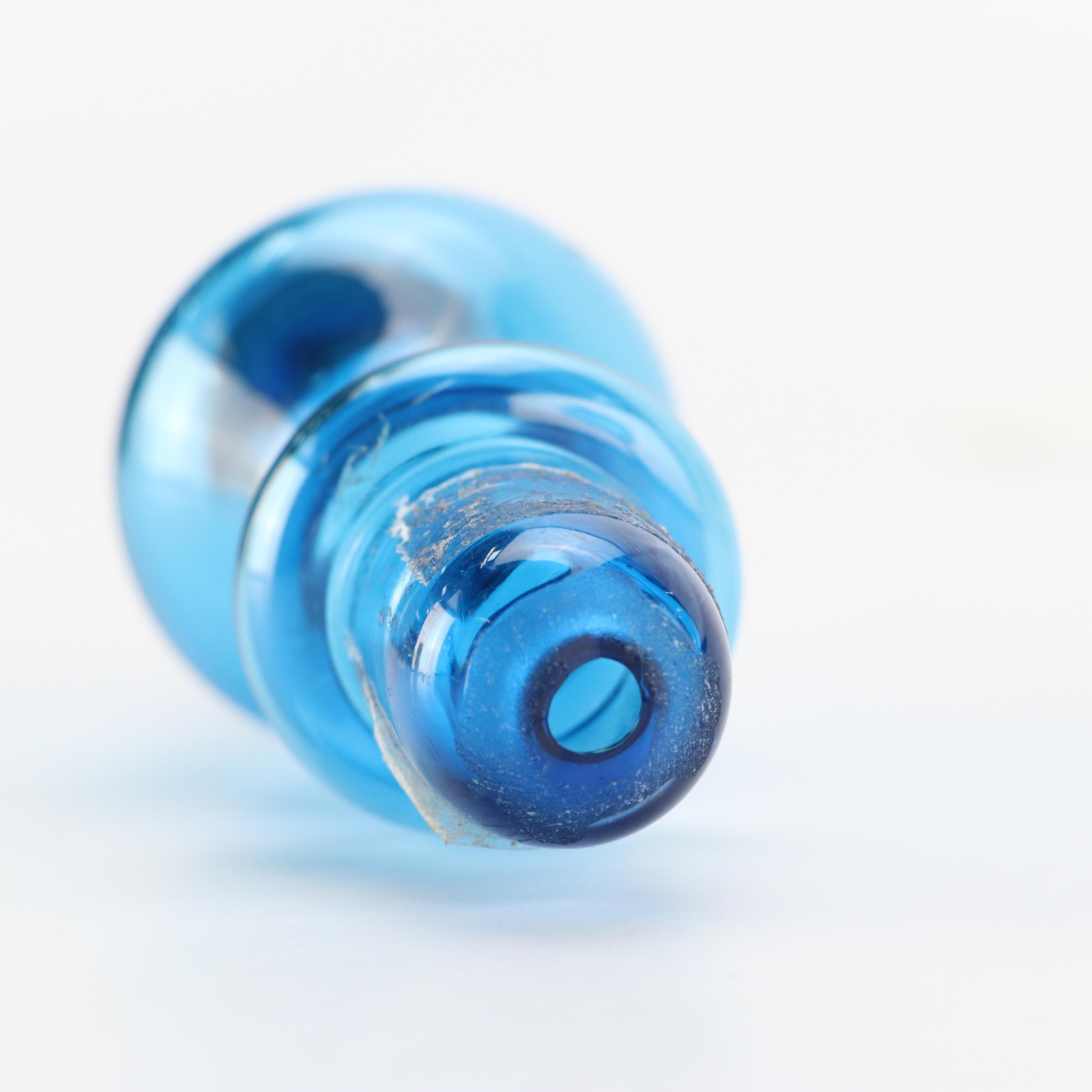 Italian Mid Century Modern Style Cobalt Style Pinched Finial Art Glass Decanter