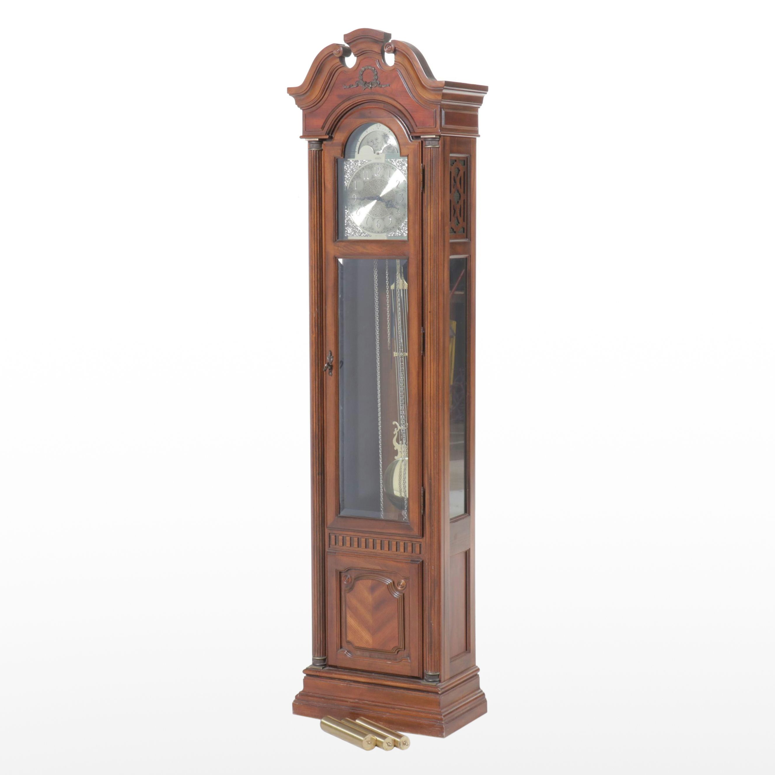 Pearl Carved Wood Grandfather Clock