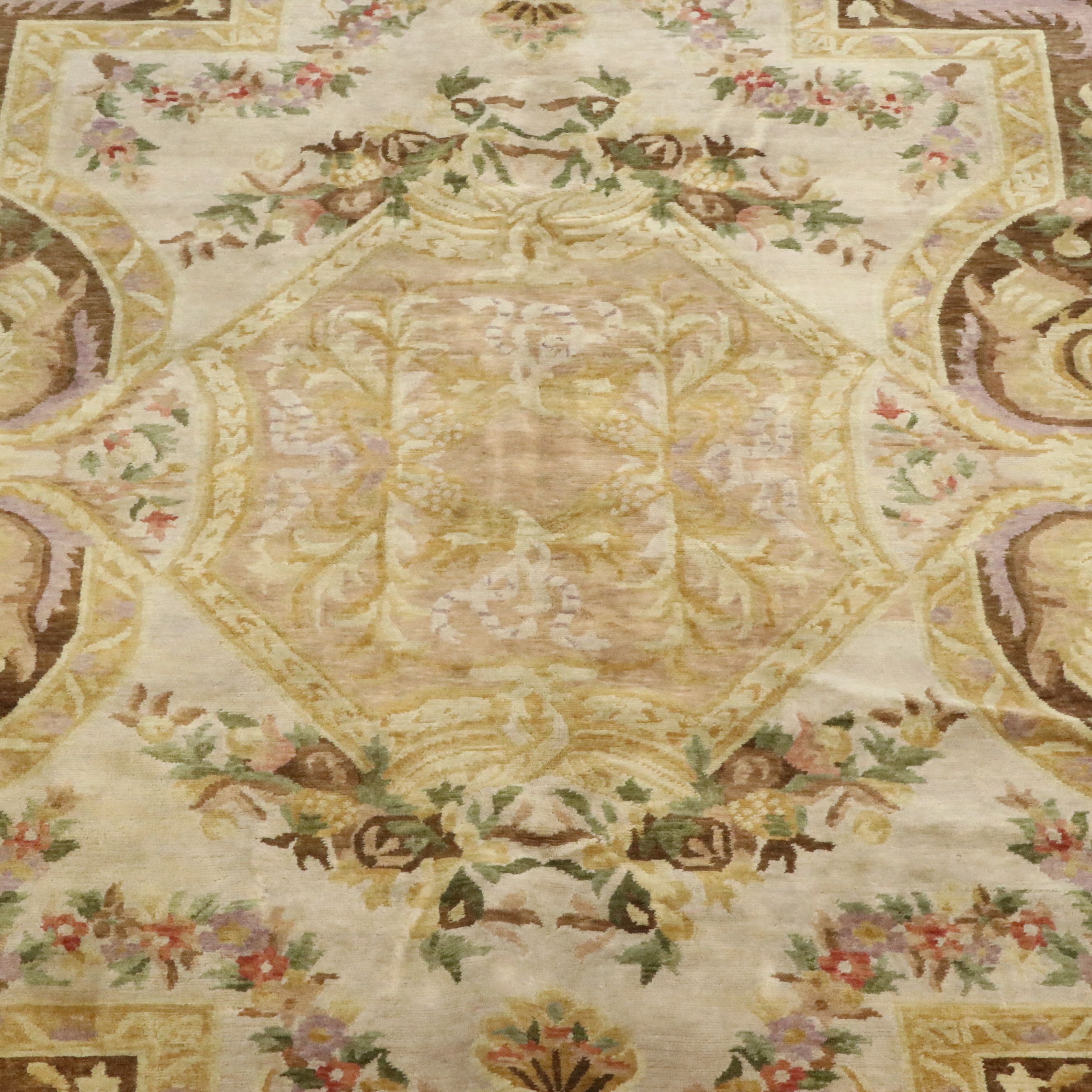 8'6 x 12'5 Hand-Knotted Nepalese French Aubusson Room Sized Rug