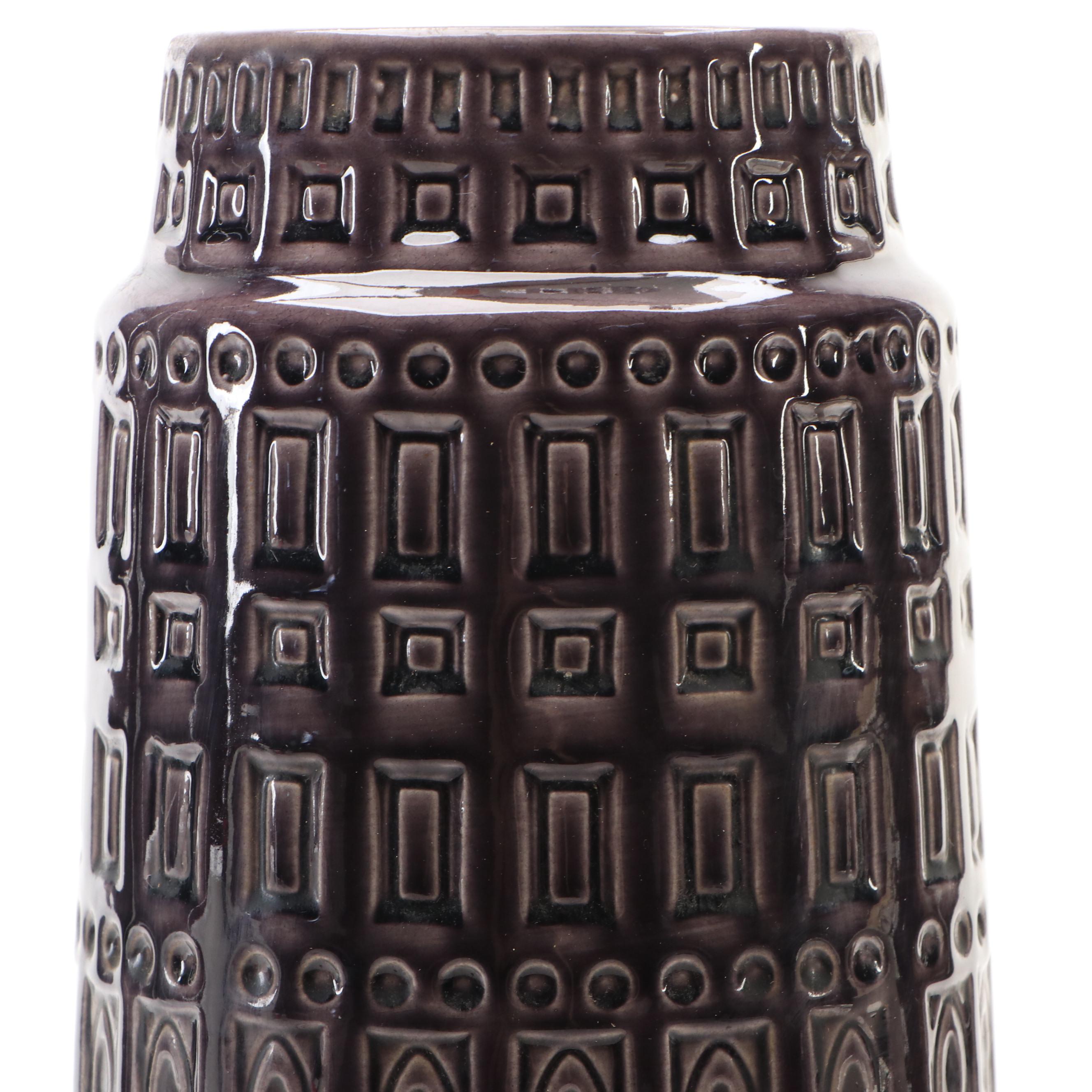 Scheurich Mid Century Modern West German Geometric Purple Vase