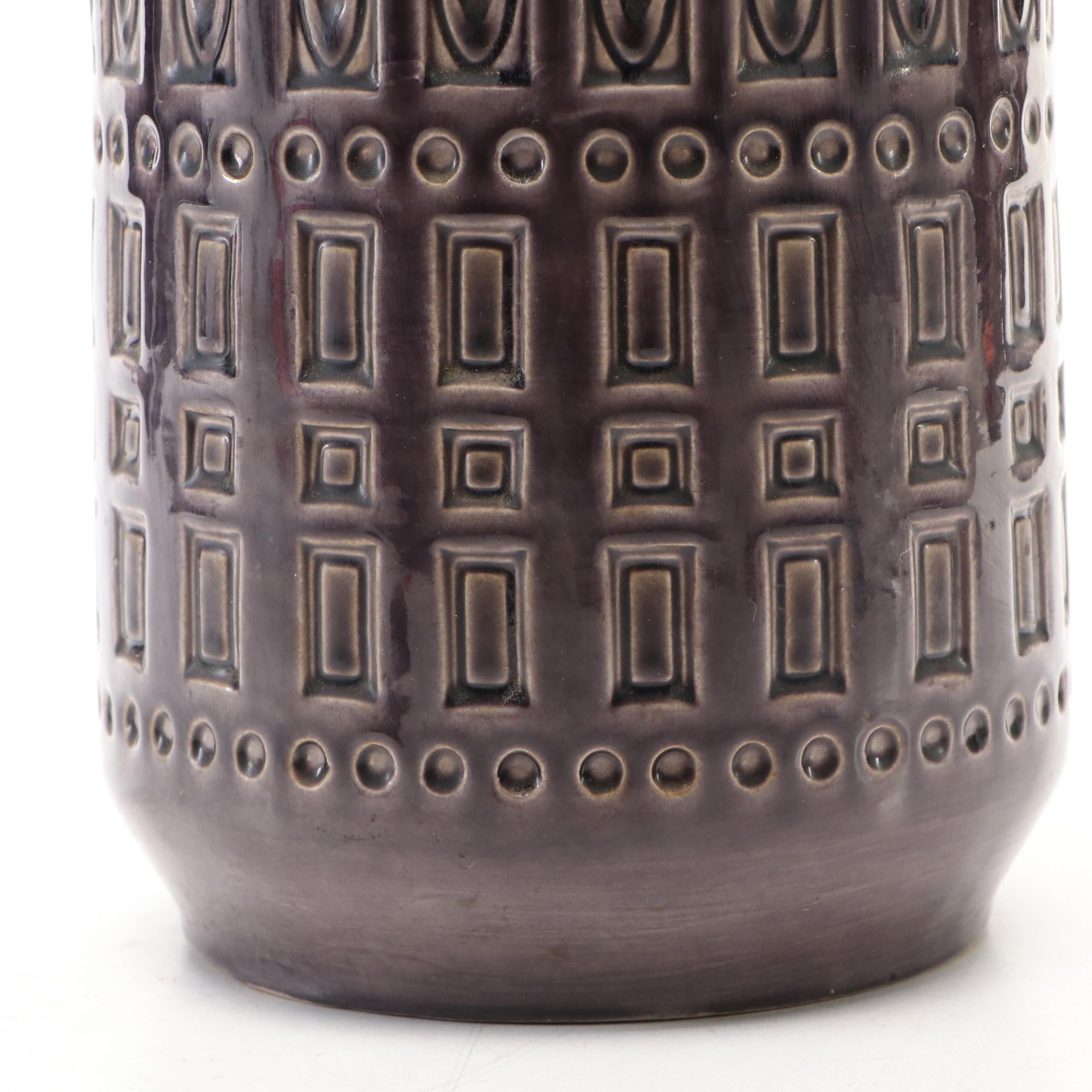 Scheurich Mid Century Modern West German Geometric Purple Vase