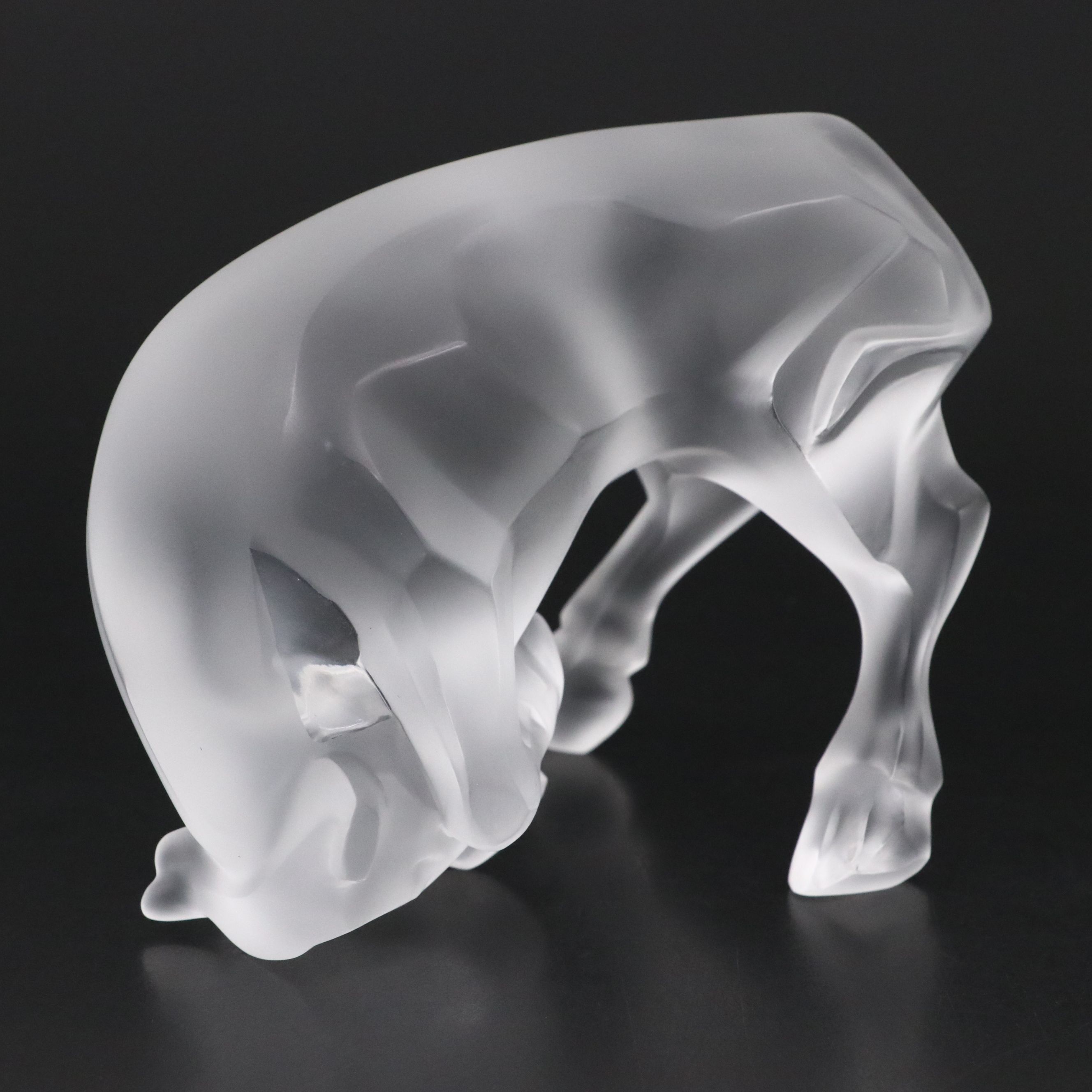 Lalique "Auroch Taureau" Frosted Crystal Bull Figurine
