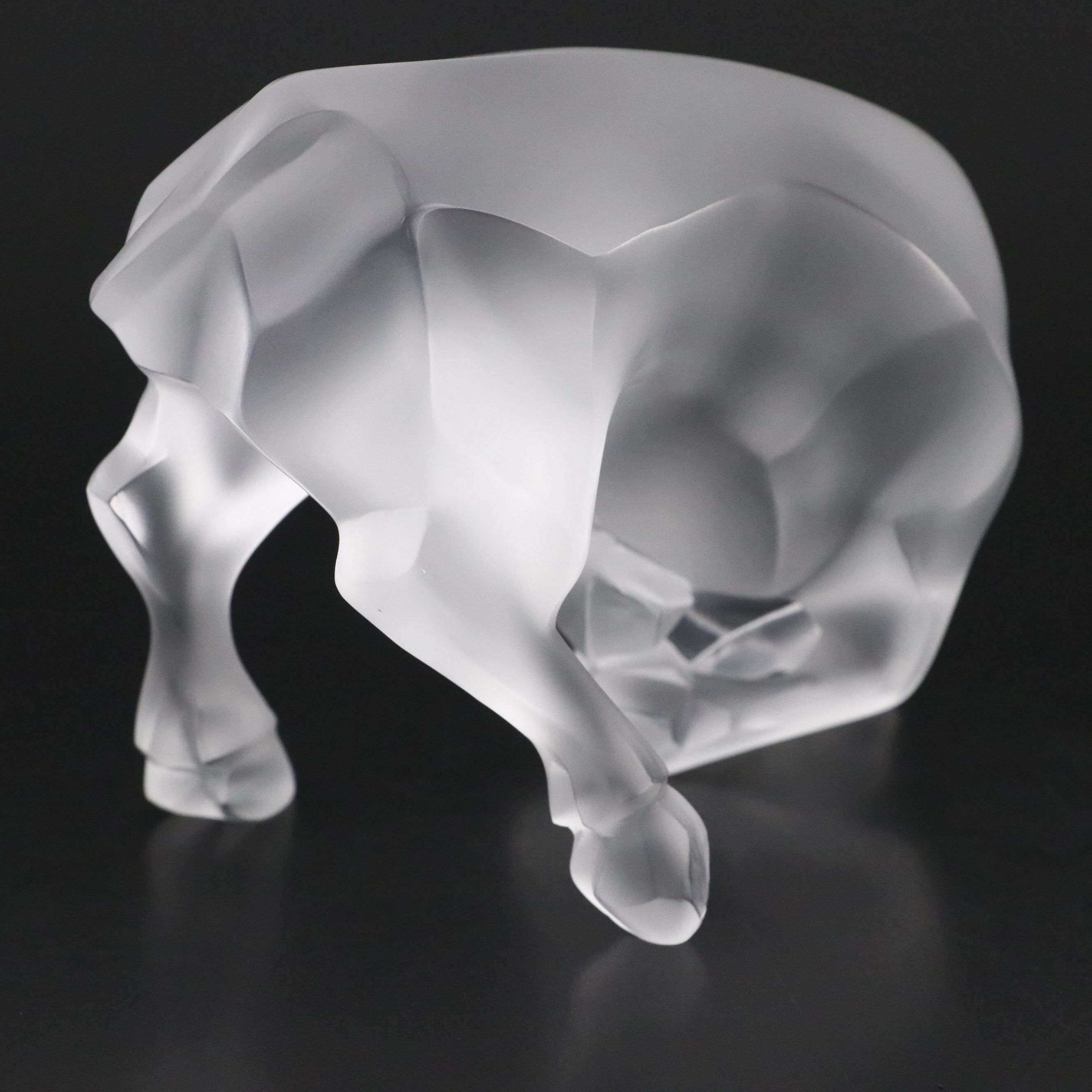 Lalique "Auroch Taureau" Frosted Crystal Bull Figurine