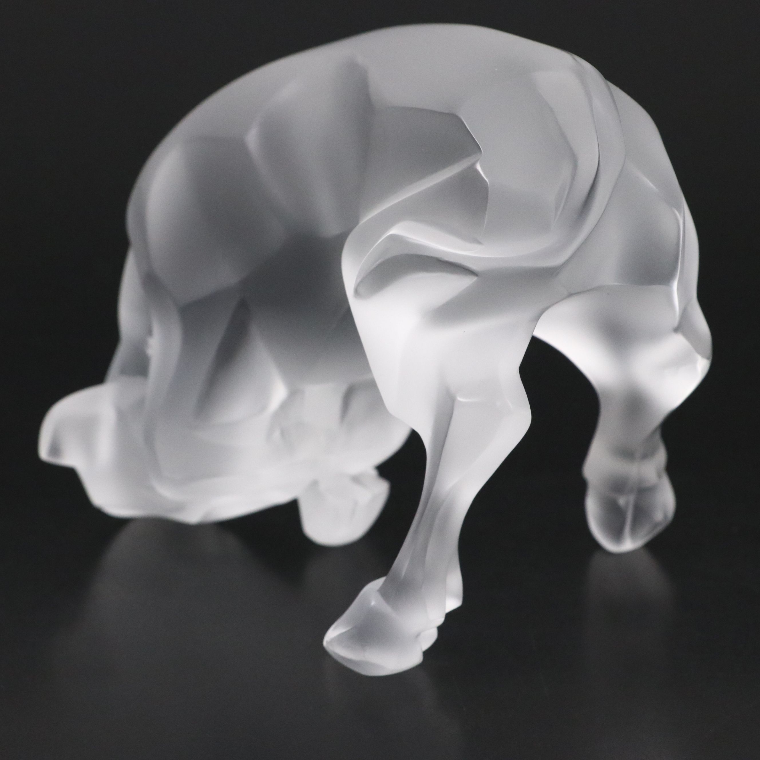 Lalique "Auroch Taureau" Frosted Crystal Bull Figurine